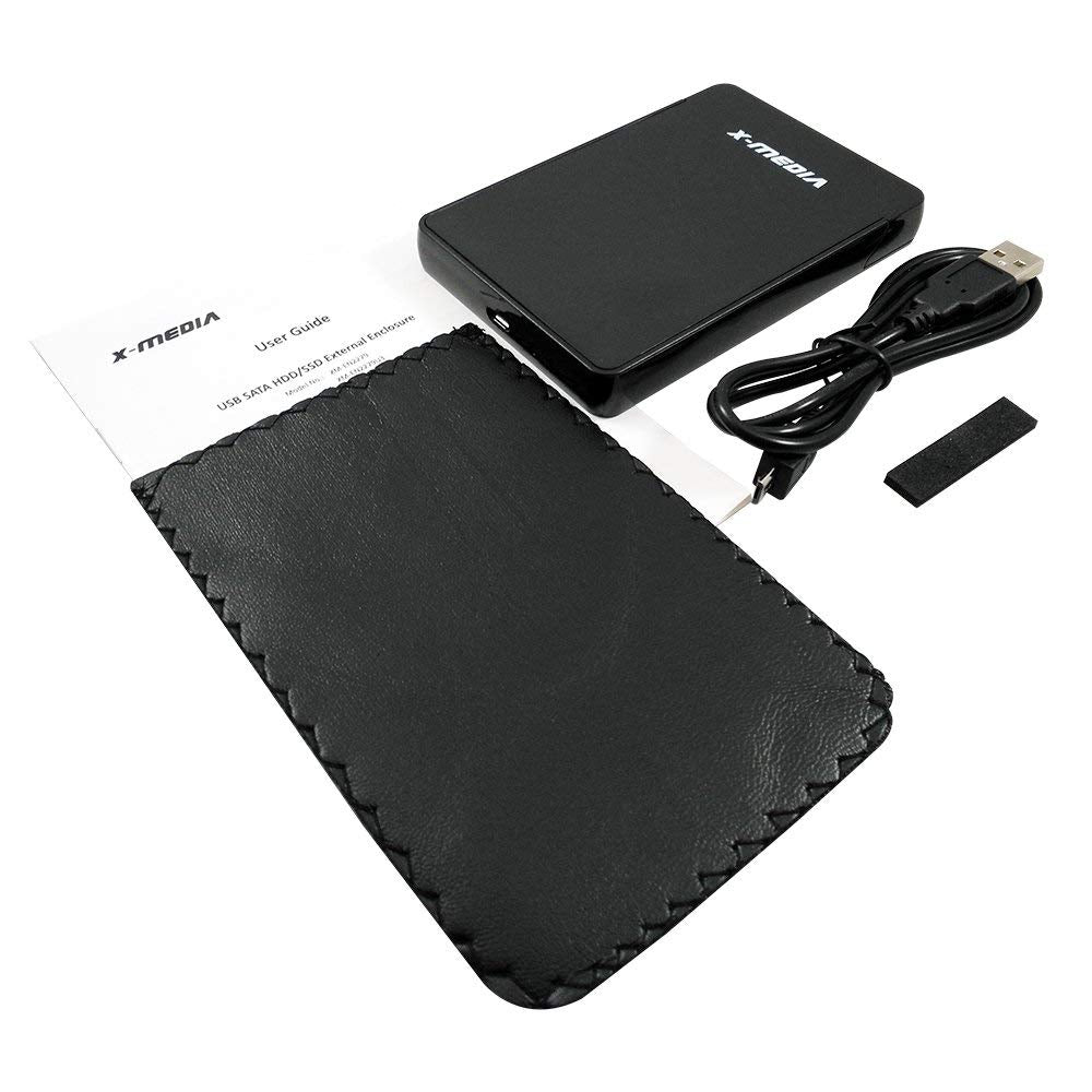 X MEDIA XM EN2279 2.5 Inch Tool Free USB 2.0 SATA SSD HDD Hard Disk Drive External Enclosure Case | Support 7mm / 9.5mm