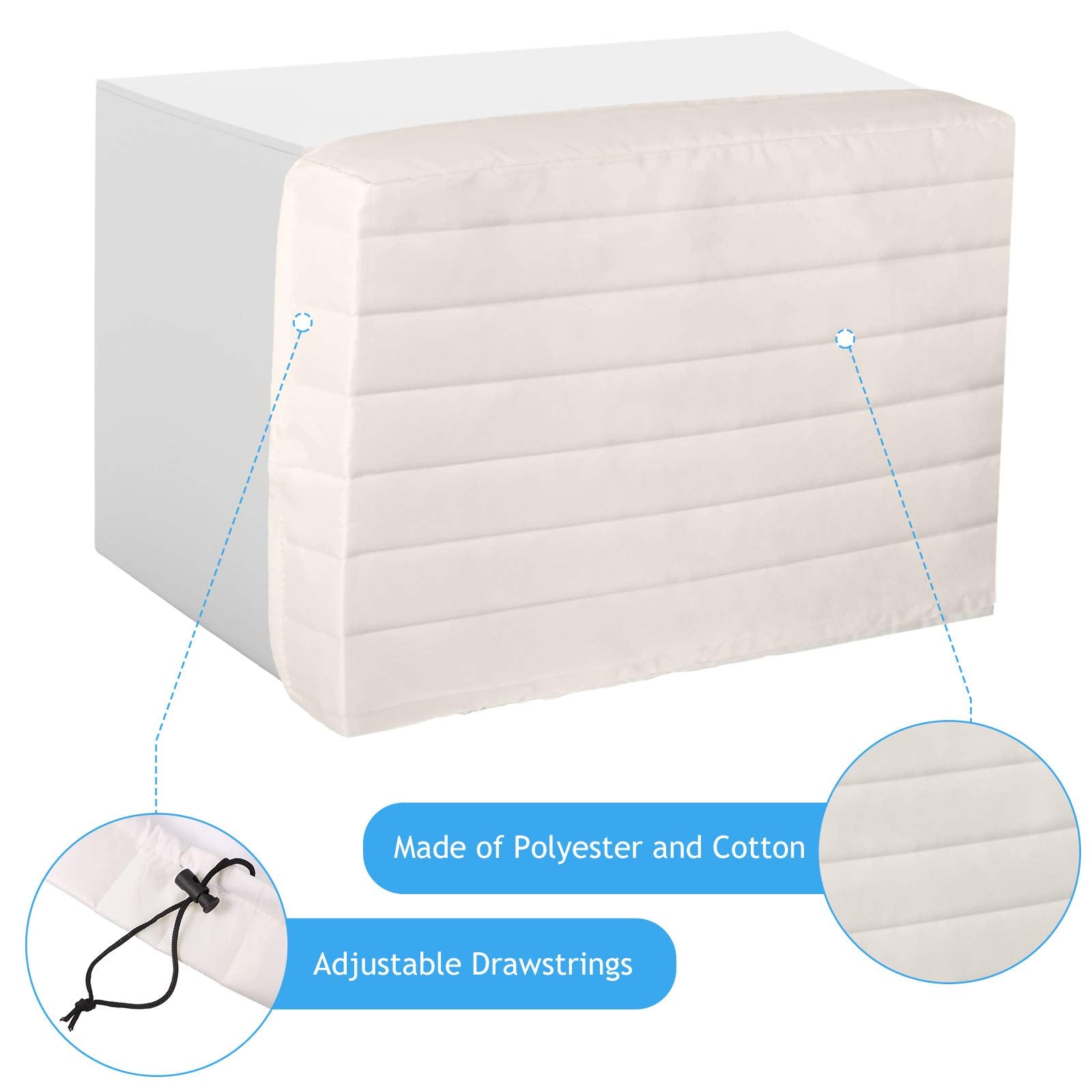 Tatuo 2 Pieces Indoor Air Conditioner Cover For Inside Window Unit Double Insulation Cover With Drawstring, White (21 X 14 X 3 I