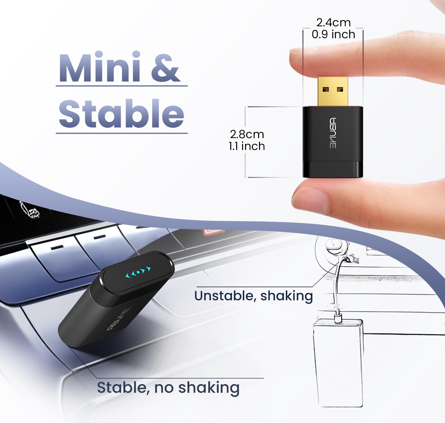 Mini Wireless Carplay Adapter For Iphone, 2 In 1 Carplay And Android Auto Adapter, Easy Upgrade From Wired To Wireless, Plug & P