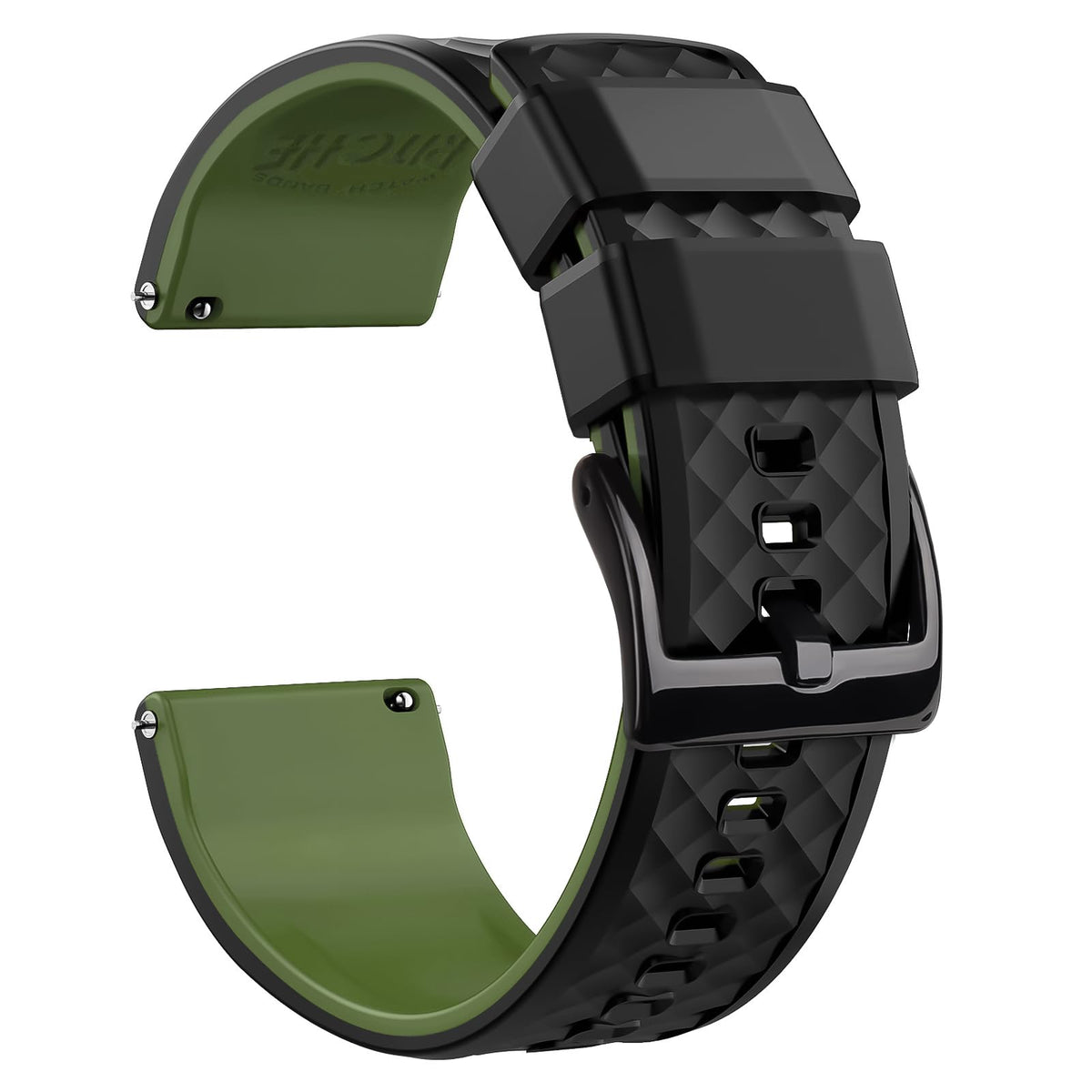 Ritche Christmas Gift 24Mm Silicone Watch Band Quick Release Rubber Watch Bands For Men Women   Black Top Army Green Bottom Blac