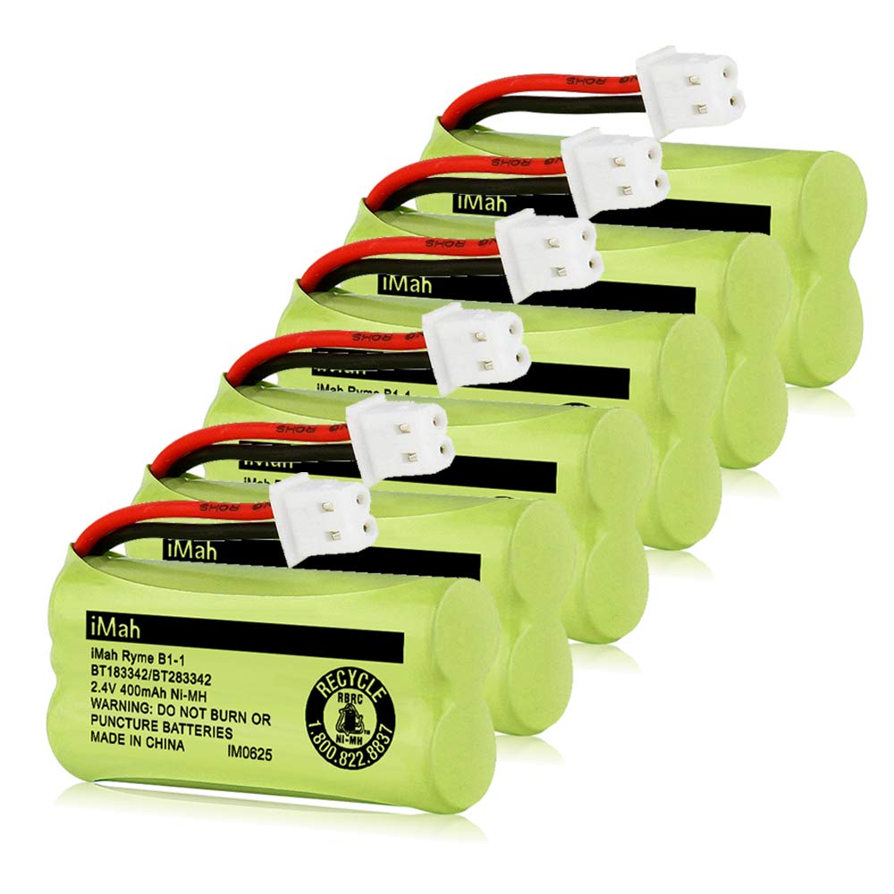 Imah Bt183342/Bt283342 2.4V 400Mah Ni Mh Battery Pack Compatible For Bt166342/Bt266342 Bt162342/Bt262342 2Sn Aaa40H S X2, 6 Pack