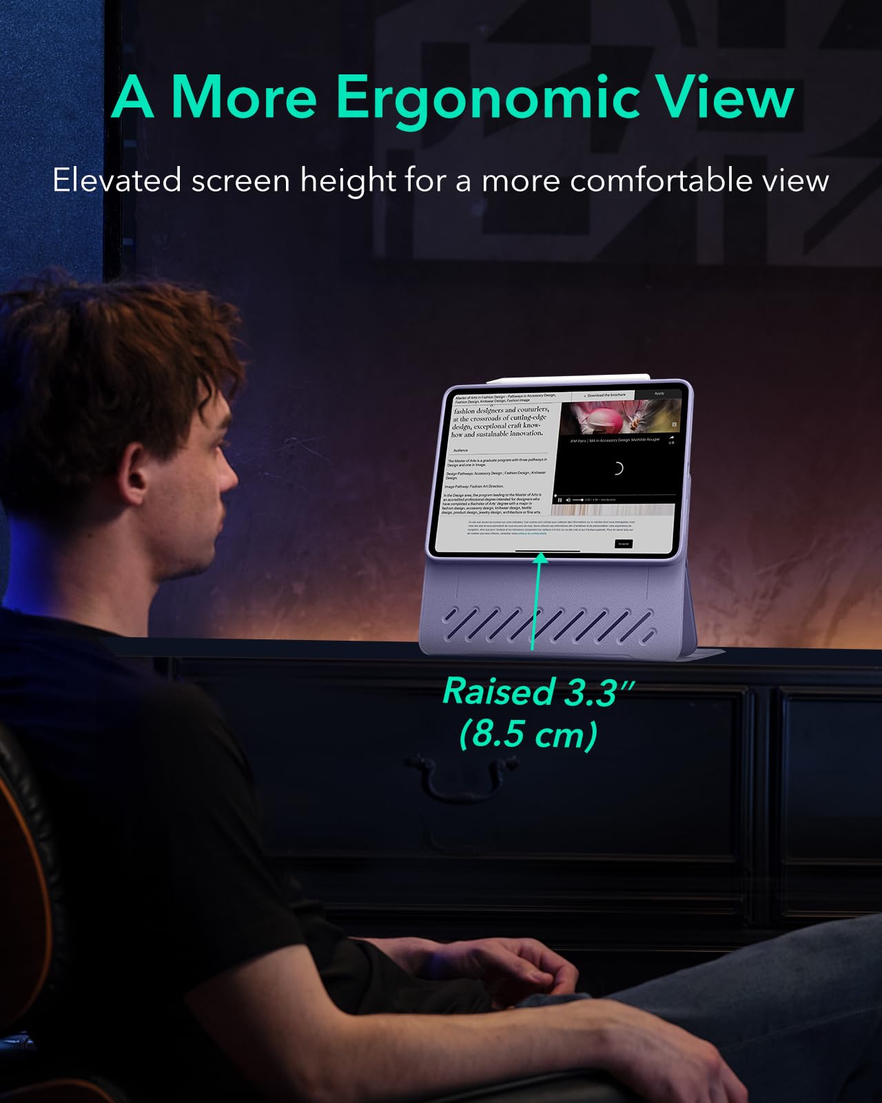 Esr For Ipad Air 13 Inch Case M3/M2 (2025/2024), Removable Magnetic Cover, Adjustable Portrait/Landscape Stand With Raised Screen View, 9 Standing Angles, Shift Series, Purple