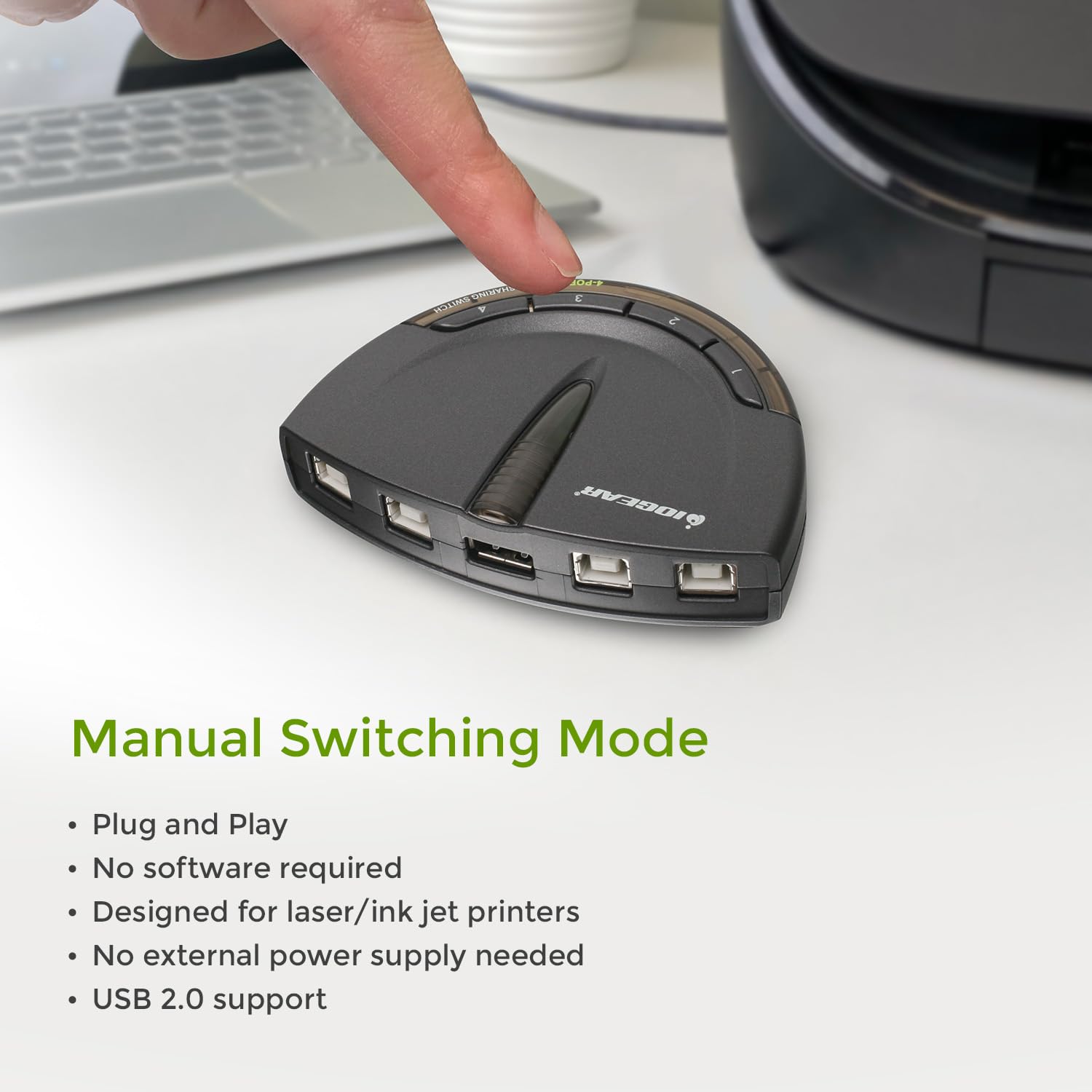 Iogear 4 Port Usb 2.0 Automatic Printer Switch, Gub431