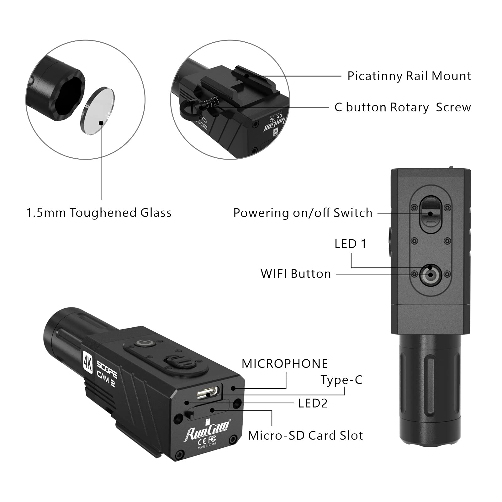 Runcam Scopecam2 4K Airsoft Camera Wifi Waterproof 4Xdigital Zoom Hd Mini Video Camera For Airsoft Paintball Hunting Tactical Tr