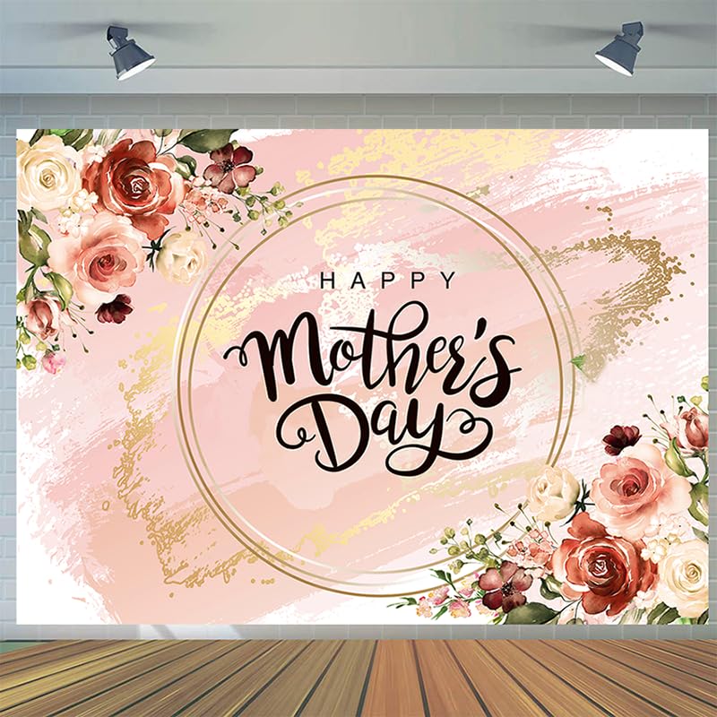 CYLYH 7x5FT Happy Mothers Day Backdrop Flower Background Mothers Day Party Backdrop Mothers Day Event Decoration Banner D566