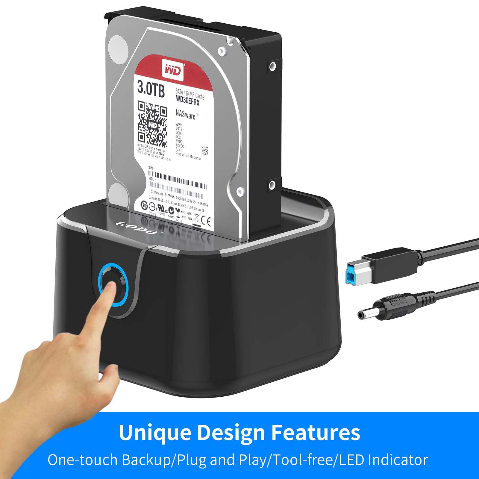 Godo Single Hard Drive Docking Station Usb 3.0 To Sata Iii For 2.5/3.5 Inch Hdd Ssd, External Hard Drive Dock With Uasp (5 Gbps)