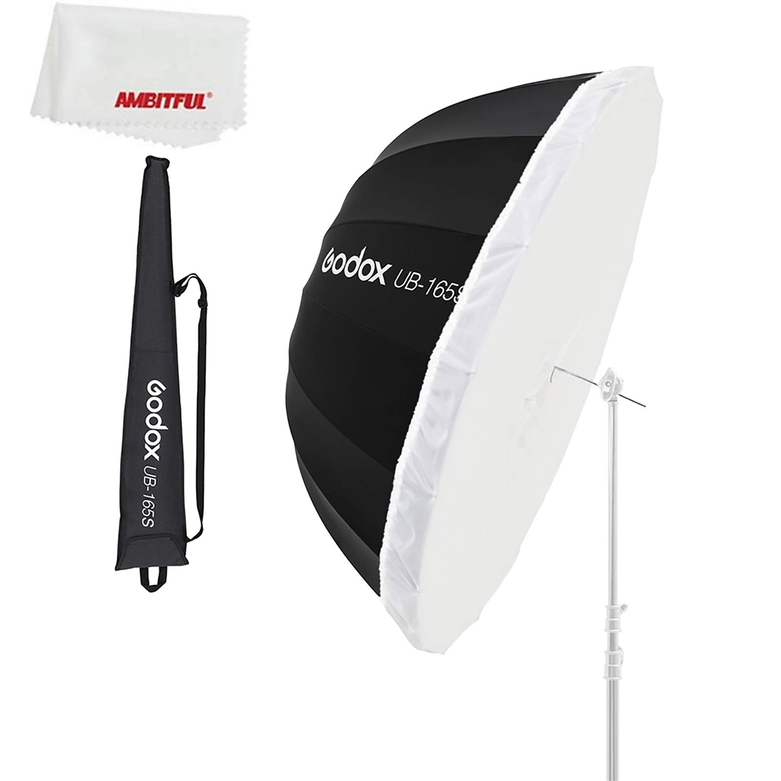 Godox Ub 165S 65 Inch 165Cm Parabolic Inner Silver Reflec Umbrella Studio Light Umbrella With Diffuser Cover Cloth
