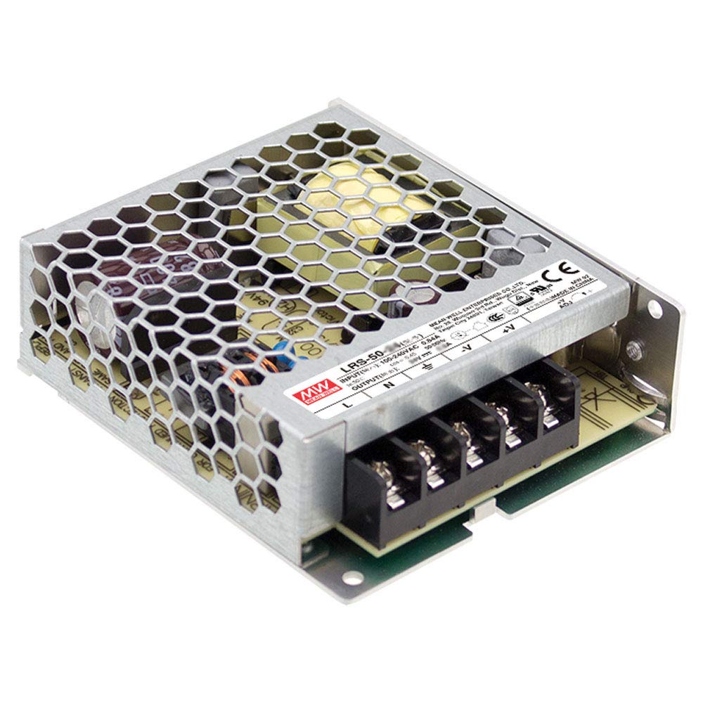 Mean Well Lrs 50 5 Switching Power Supply, Single Output, 5V, 10A, 50W, 3.9' L X 3.23' W X 1.18' H
