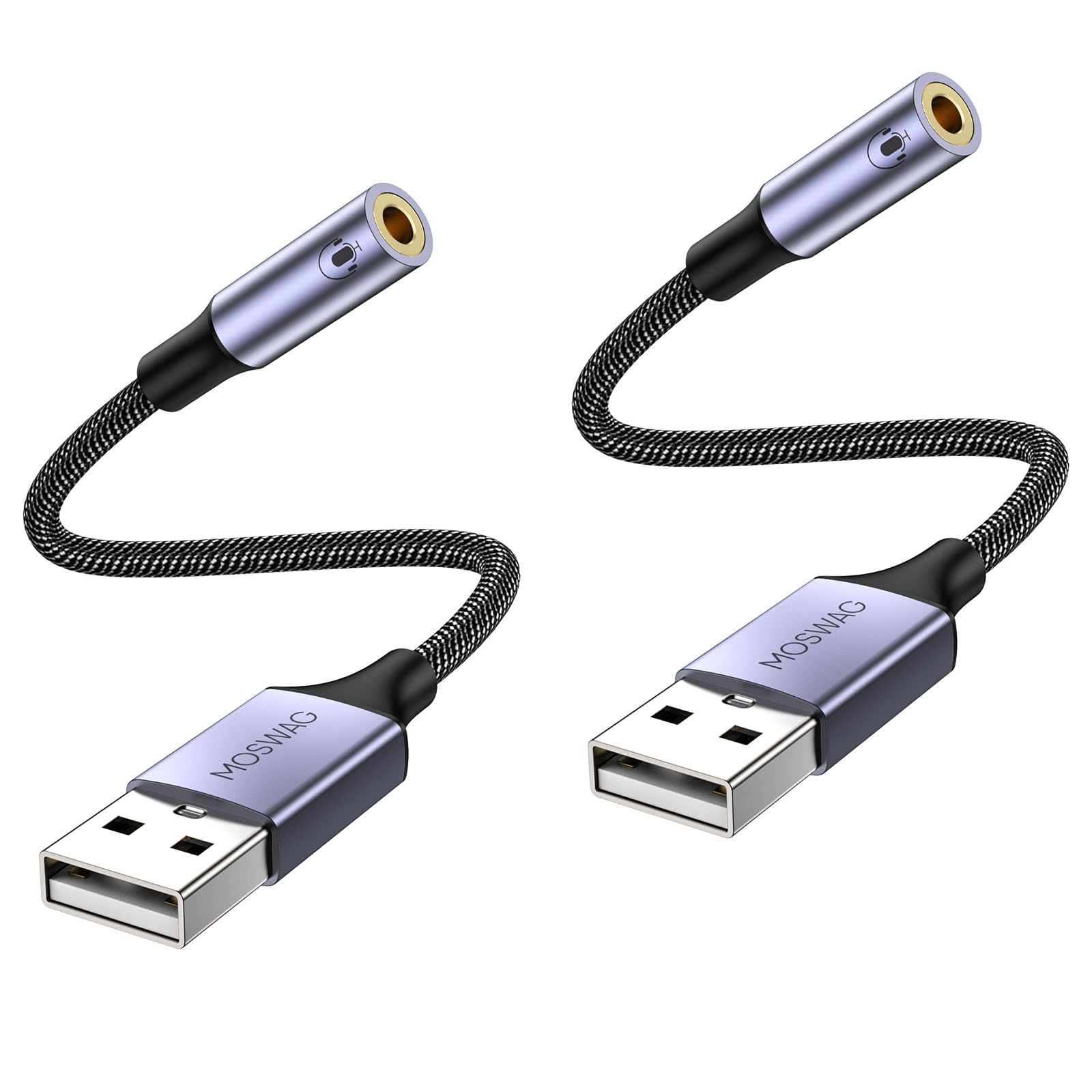 Moswag Usb To 3.5Mm Jack Audio Adapter,Usb To Aux Cable With Trrs 4 Pole Mic Supported Usb To Headphone Aux Adapter External Sou