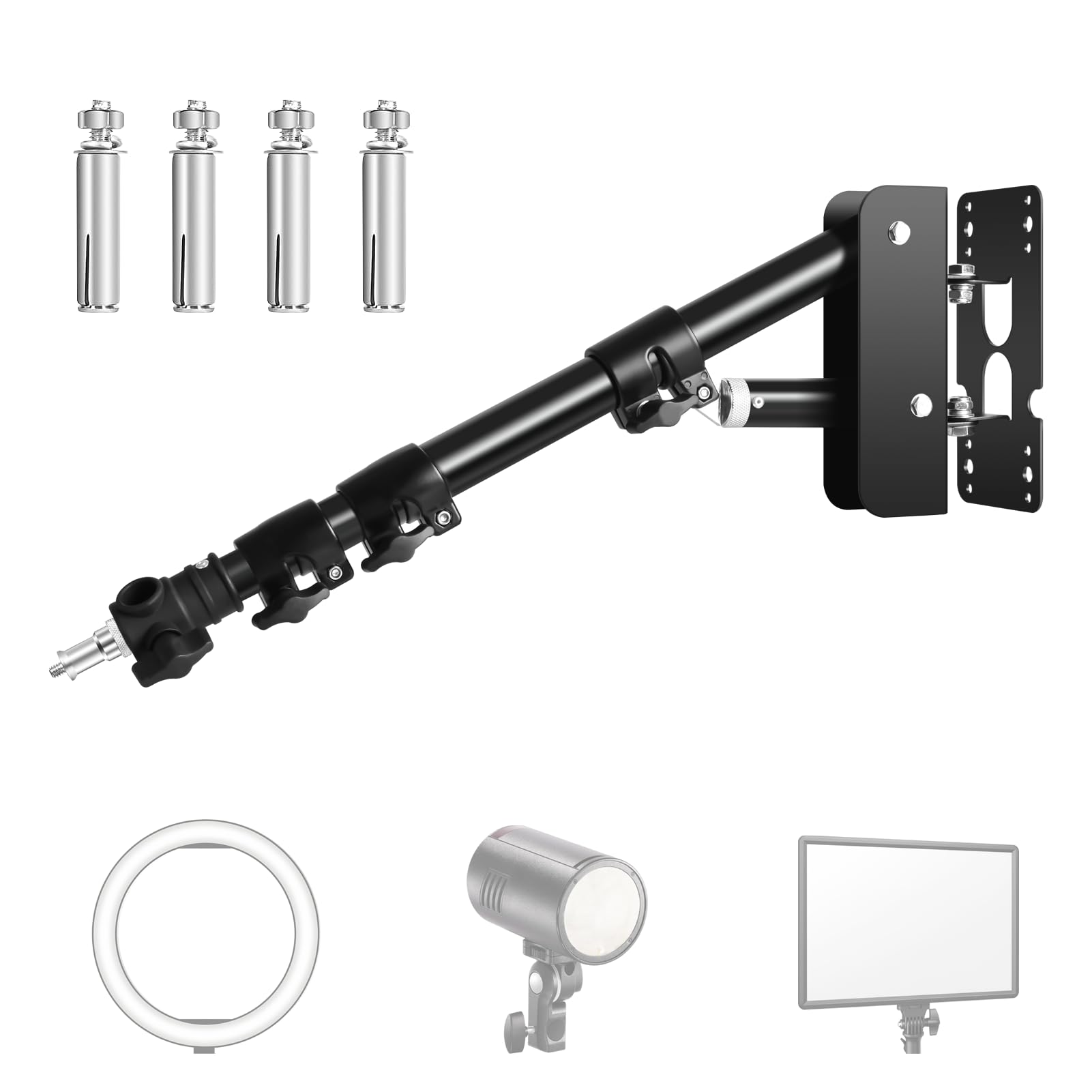 Fudesy Wall Mounting Triangle Boom Arm For Ring Light, Strobe Lighting Softbox Reflector Umbrella Monolight, And Photography Str