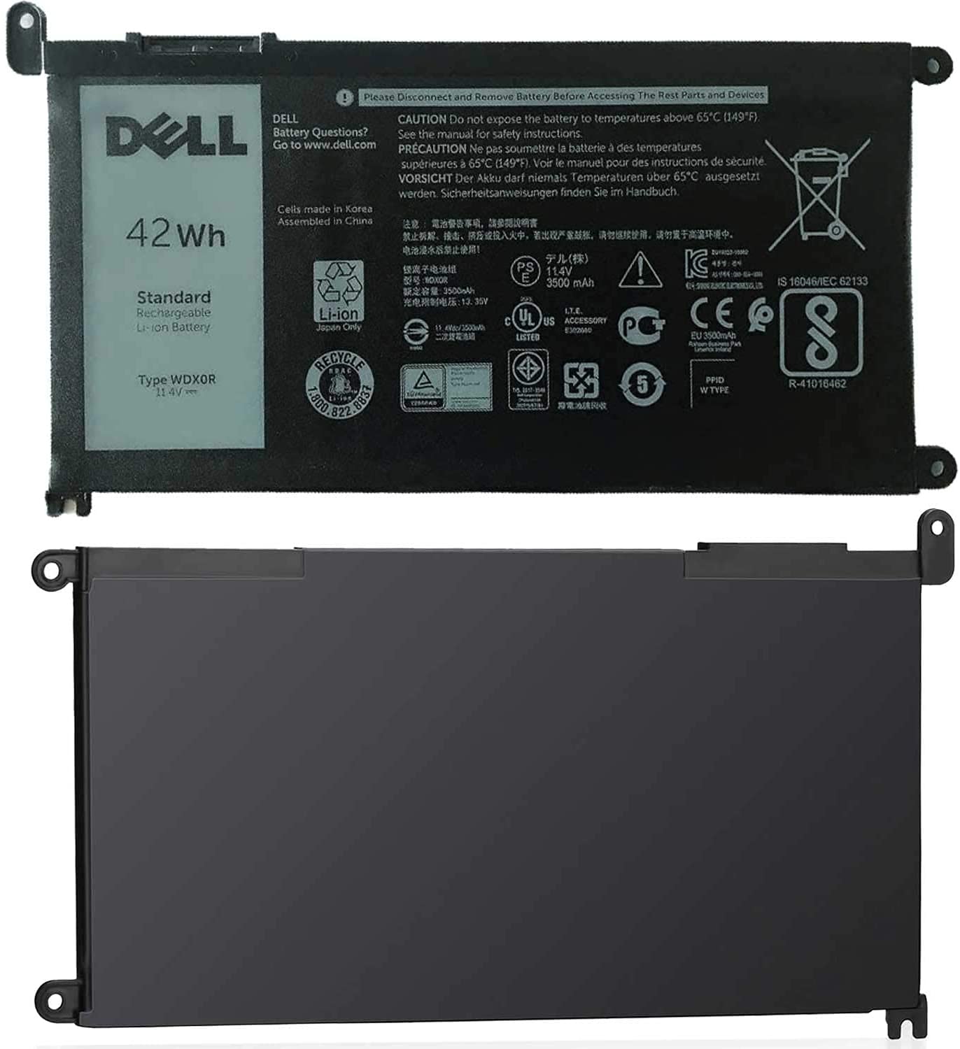 Dell Wdx0R Notebook Battery 11.4V 42Wh For Dell Inspiron 5565 5567 5568 5578 5579 7560 7570 7579 7580 7569 5379 7368 7378 5765 5