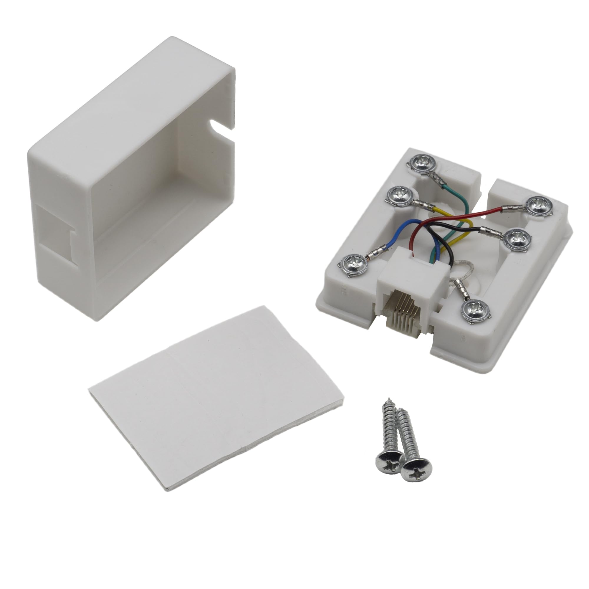 Phone Surface Mount Jack, White, Rj11 / Rj12, Single Port Telephone Jack, Data/Voice, 6P6C (6 Pin 6 Conductor), Cablewholesale