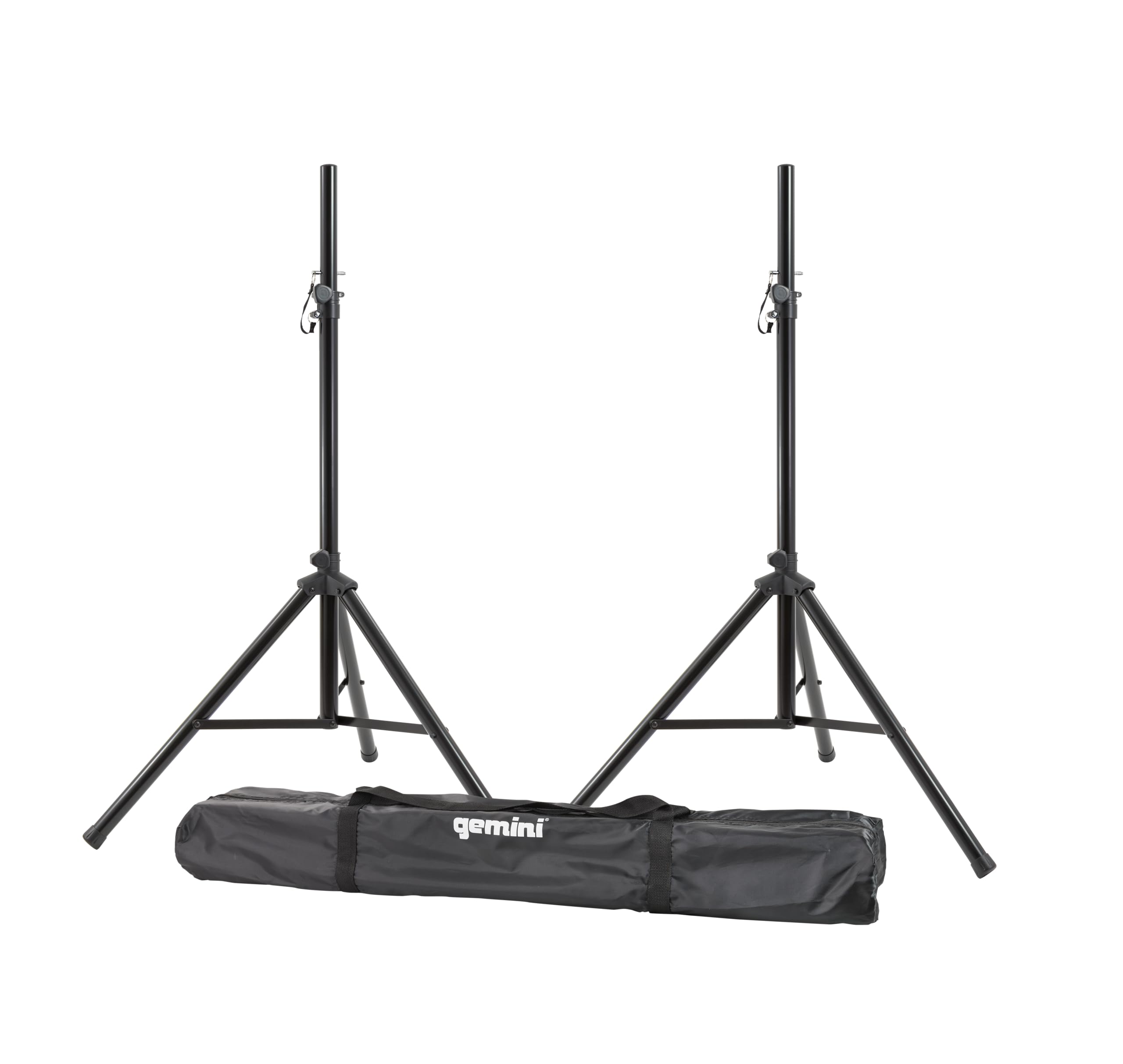 Gemini Sound St Pack Heavy Duty Professional Audio Universal Dj Fold Out Telescoping Tripod Steel Speaker Stands (Set Of 2), Up
