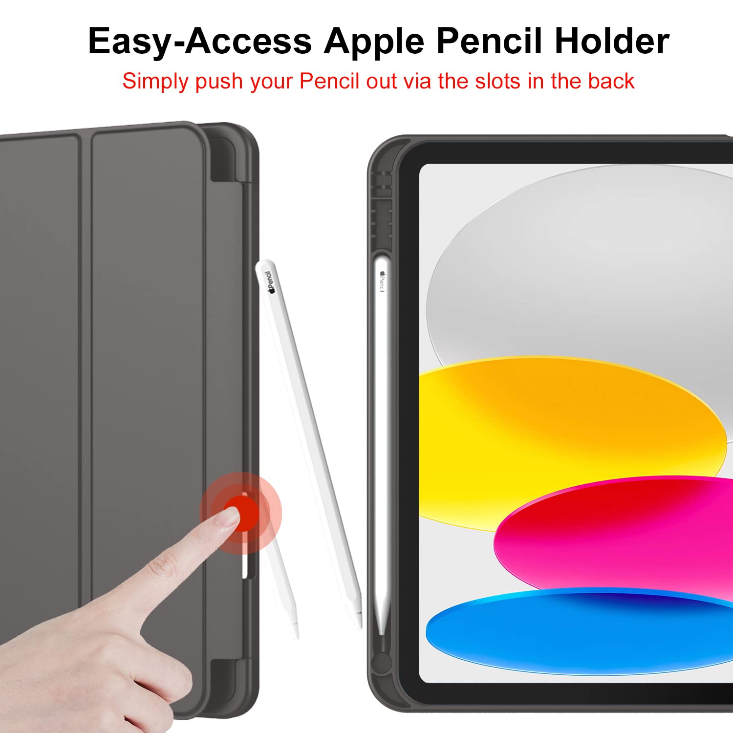 Imieet New Ipad (A16) 11Th Generation Case 11 Inch 2025, Ipad 10Th Generation Case 2022 10.9 Inch With Pencil Holder, Trifold Stand Smart Cover With Soft Tpu Back,Auto Wake/Sleep(Space Gray)