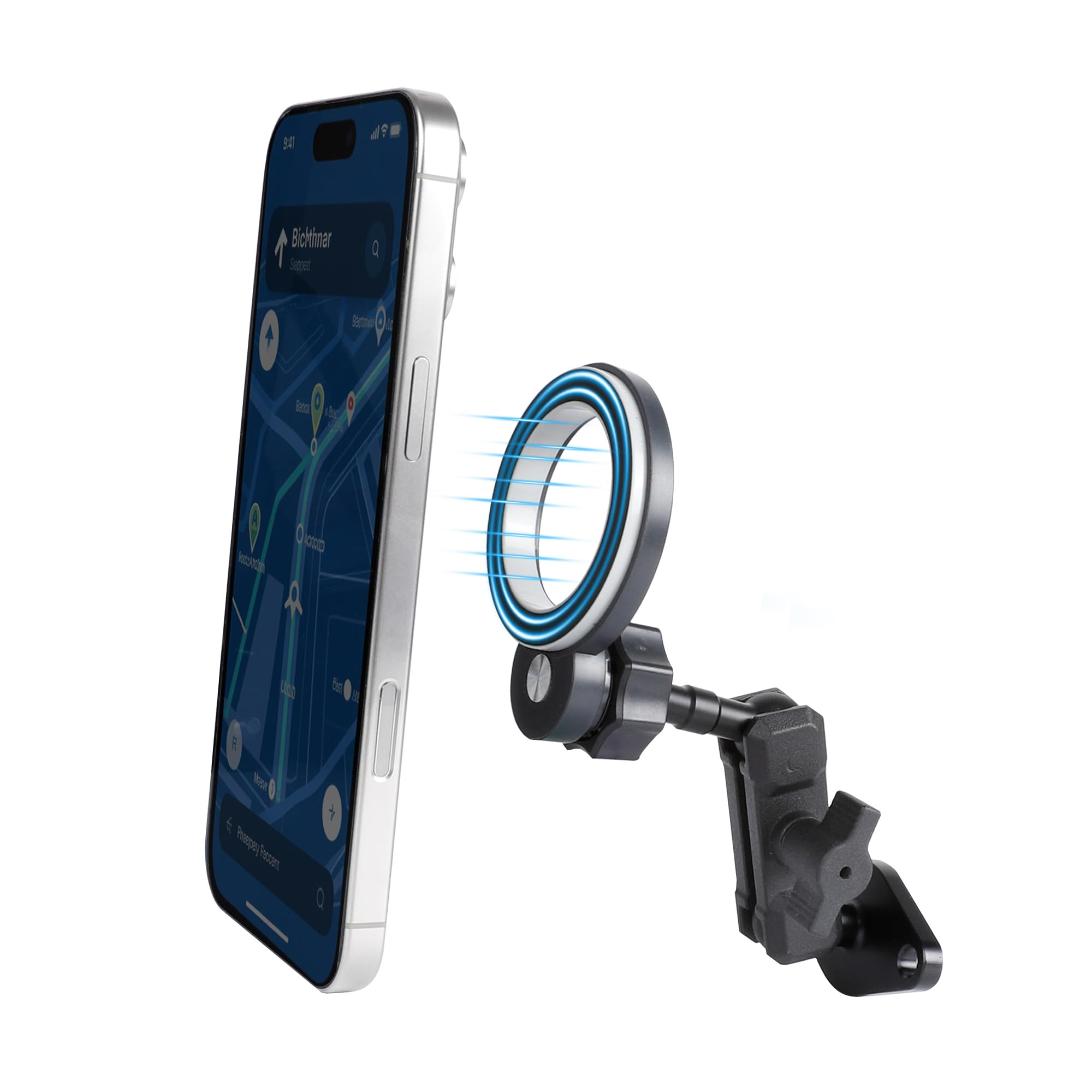 Leenconghui Magnetic Phone Holder With Amps Standard Drill Base For Magsafe, Aluminum 360 Rotation Phone Mount For Car Dashboard