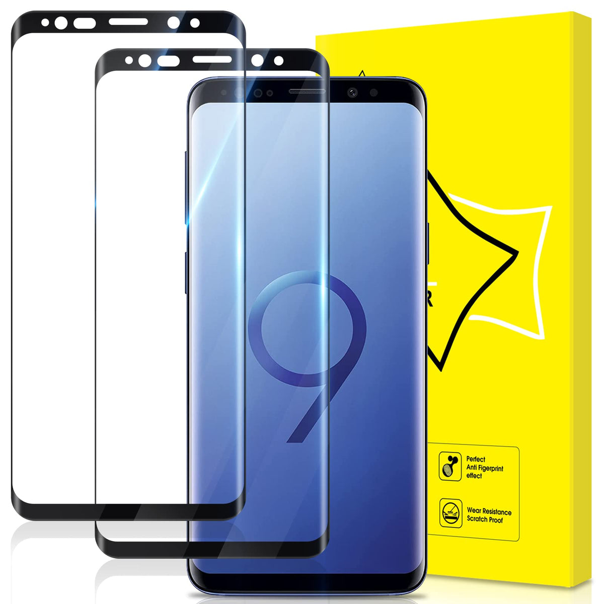 Giiyoon 2 Pack Screen Protector For Samsung Galaxy S9 Tempered Glass [Hd Full Coverage] [Easy Installation] [3D Curved Edge] [Sc