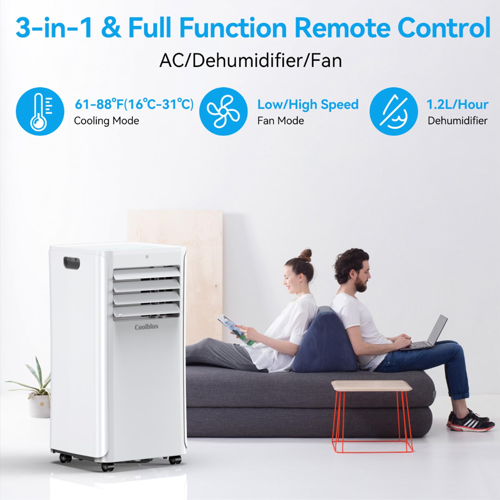 12000 Btu Portable Air Conditioners Cool Up To 550 Sq.Ft,3 In 1 Ac Unit With Remote Control/Led Display/Installation Kits & Scre