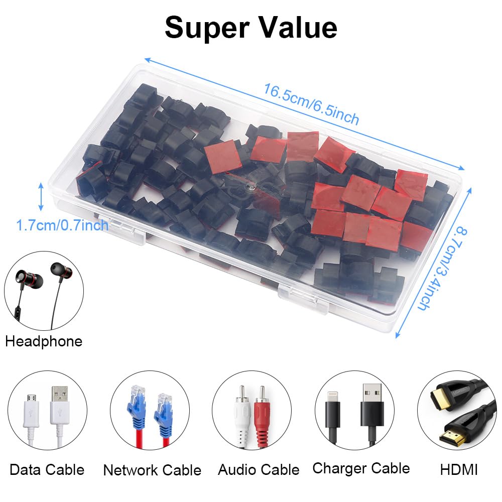 50 Pcs Cable Clamps, Adhesive Cable Clips, Cable Management Kit, Hooks For Outdoor String Lights, Cable Management Clips, Wire H