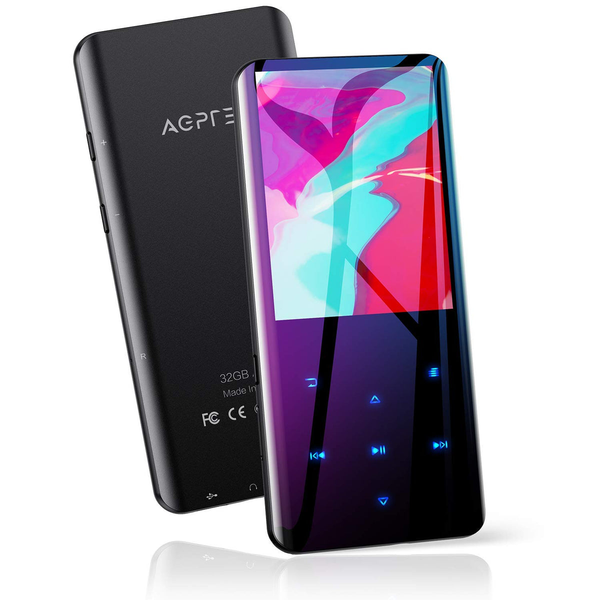 Agptek 32Gb Mp3 Player With Bluetooth 5.3, A19X 2.4'' Curved Screen Portable Music Player With Speaker Lossless Sound With Fm Ra