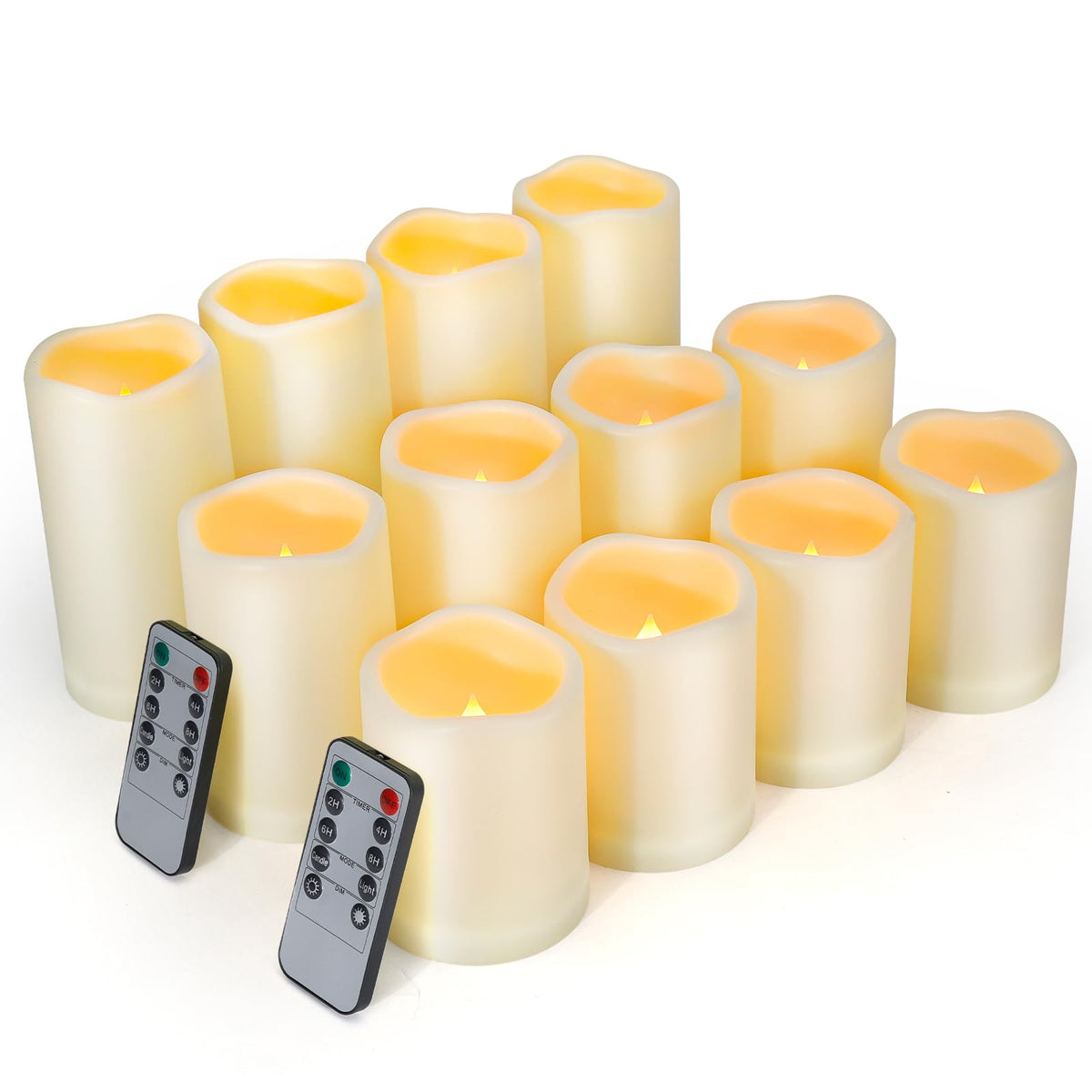 Enido Flameless Candles Led Candles Outdoor Waterproof Candles(D: 3'' X H: 4'' 5'' 6'') Battery Operated Plastic Pack Of 12 Pill