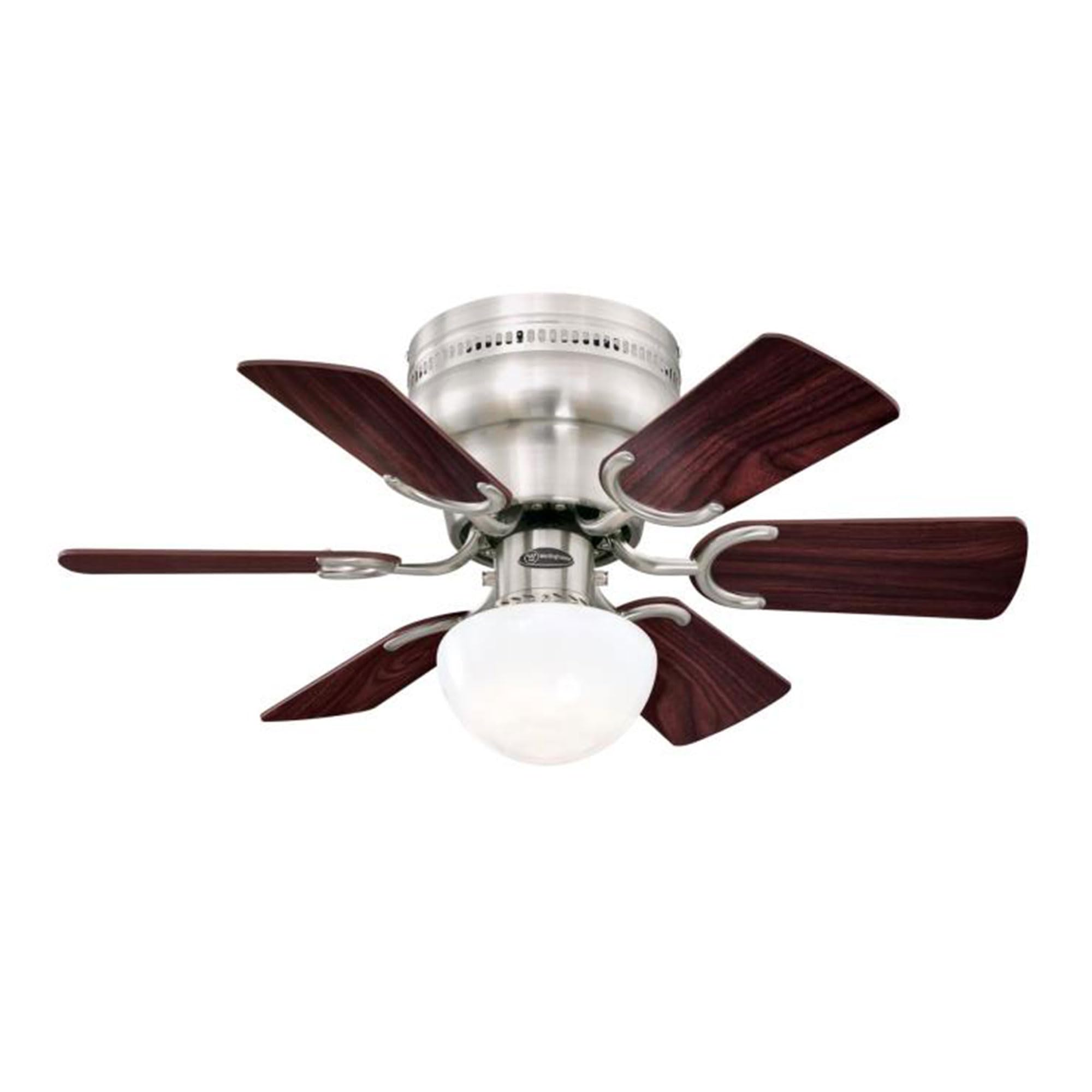 Westinghouse Hadley 30 Inch Brushed Nickel Finish Ceiling Fan with 6 Reversible Blades and Bowl Light Kit with 1 Candelabra Base