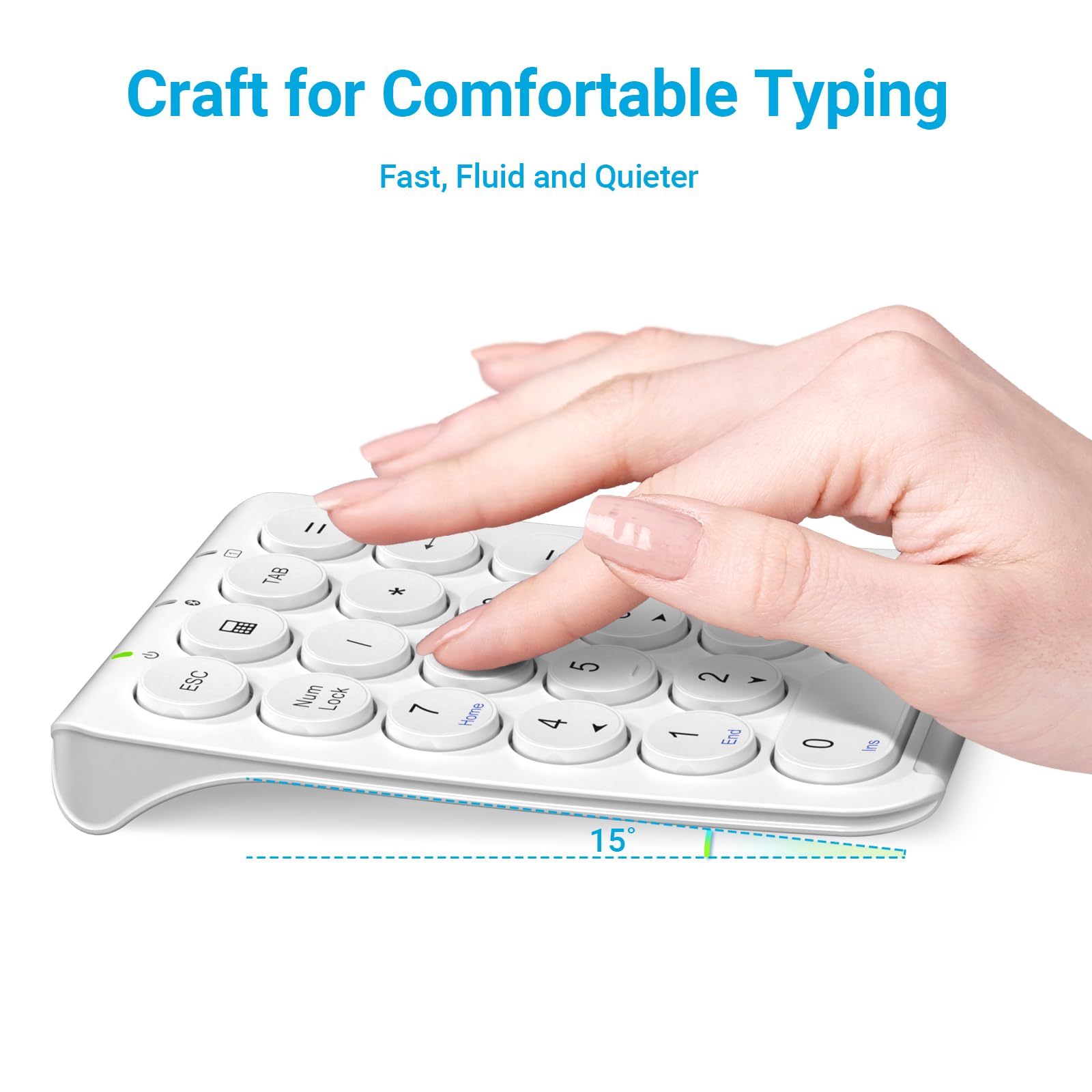 Iclever Bluetooth Number Pad, Kp08 Wireless Number Pad, Ultra Slim And Lightweight, Usb C Charge, 10 Key Numpad For Data Entry,