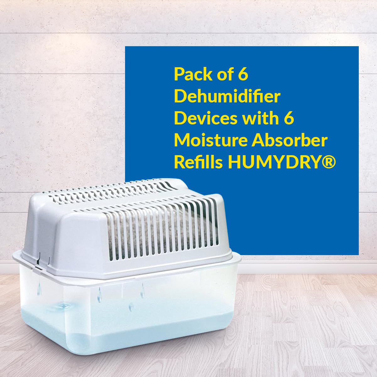 Humydry   Pack Of 6 Dehumidifier Devices With 6 Moisture Absorber Refills   35.3 Oz   Large Size   Fragrance Free   Ideal For Sp