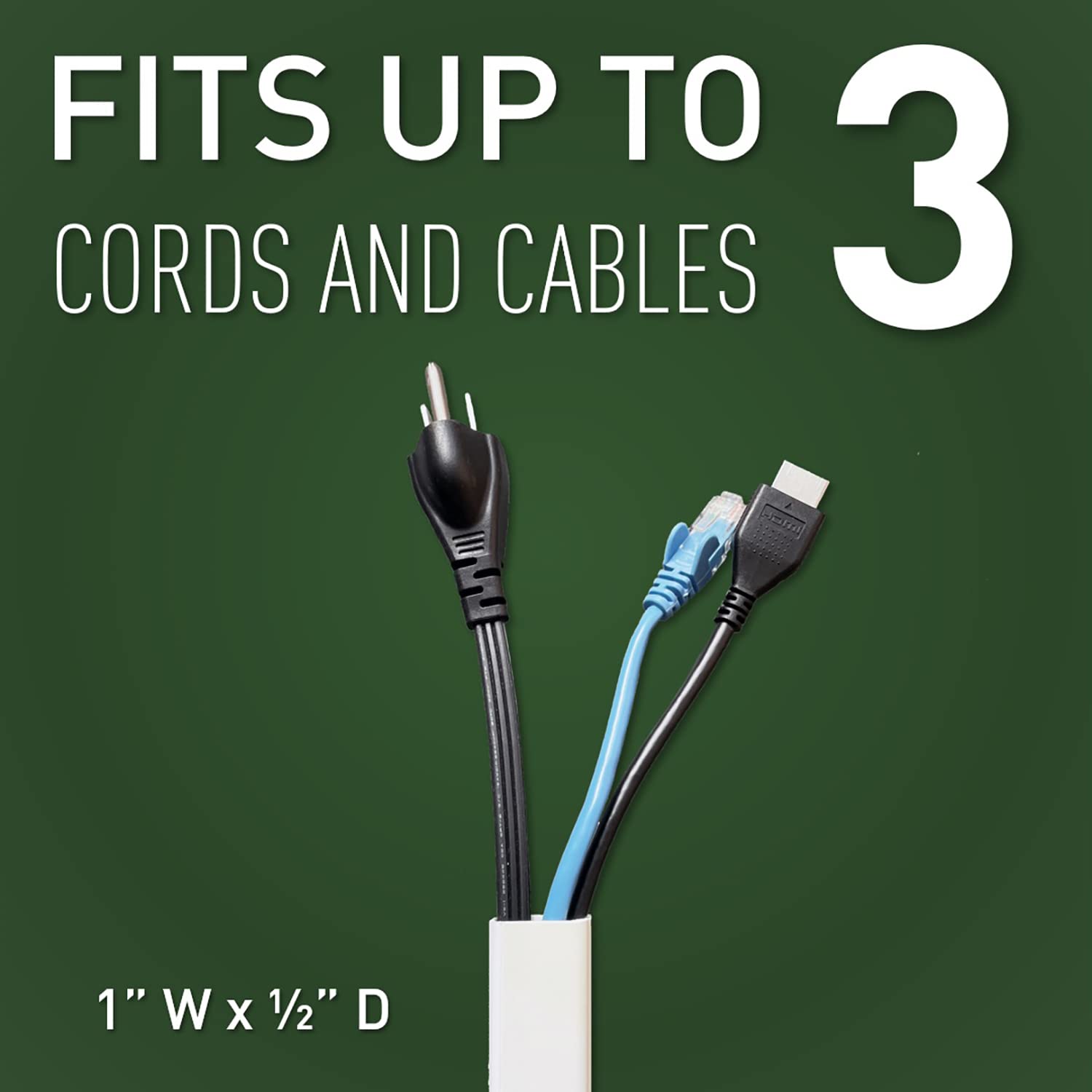 Legrand Wiremold Cmk50 Cordmate Ii 10 Foot 12 Piece Cord Cover Kit, Organizer For Wall, Holds Up To 3 Cords Or Cables, White (1