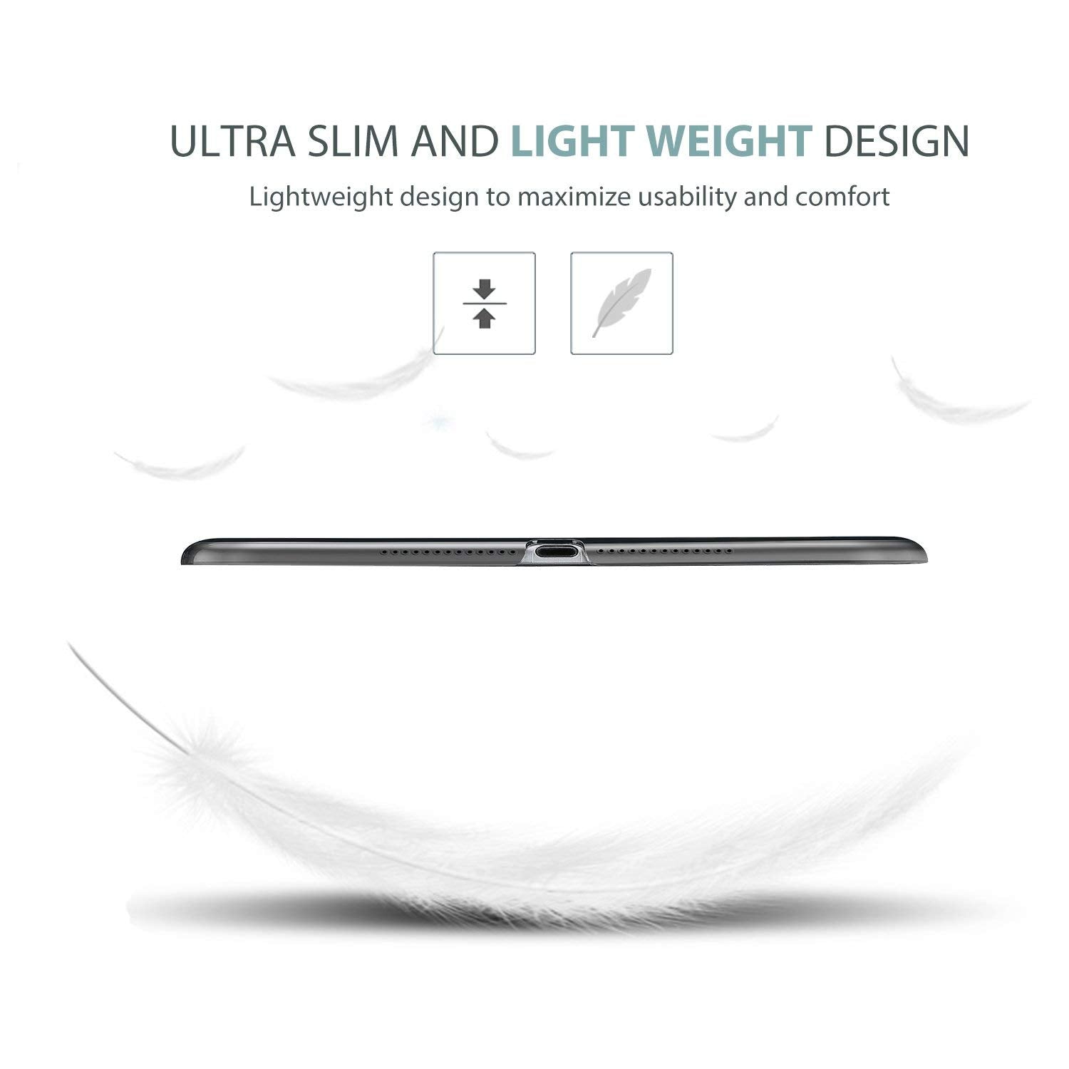 Procase Smart Case For Ipad 9.7 Inch Ipad 6Th/5Th Generation Case 2018 2017(Model: A1893 A1954 A1822 A1823), Ultra Slim Lightweight Stand Case With Translucent Frosted Back Smart Cover  Metallic