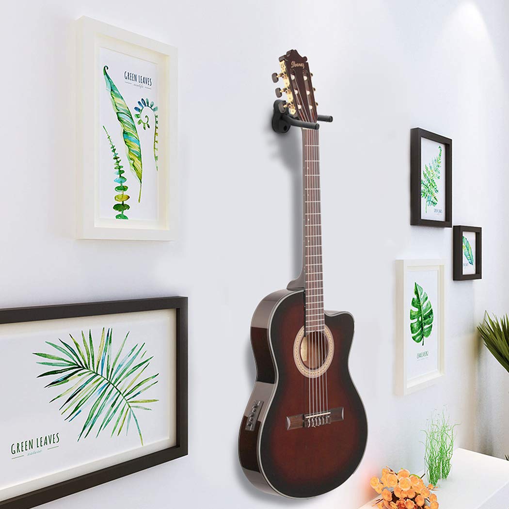 Guitar Wall Mount Hanger Hook Acoustic Electric Bass Guitar Wall Hook Hanger Black Metal Holder Hanger For All Size Guitars