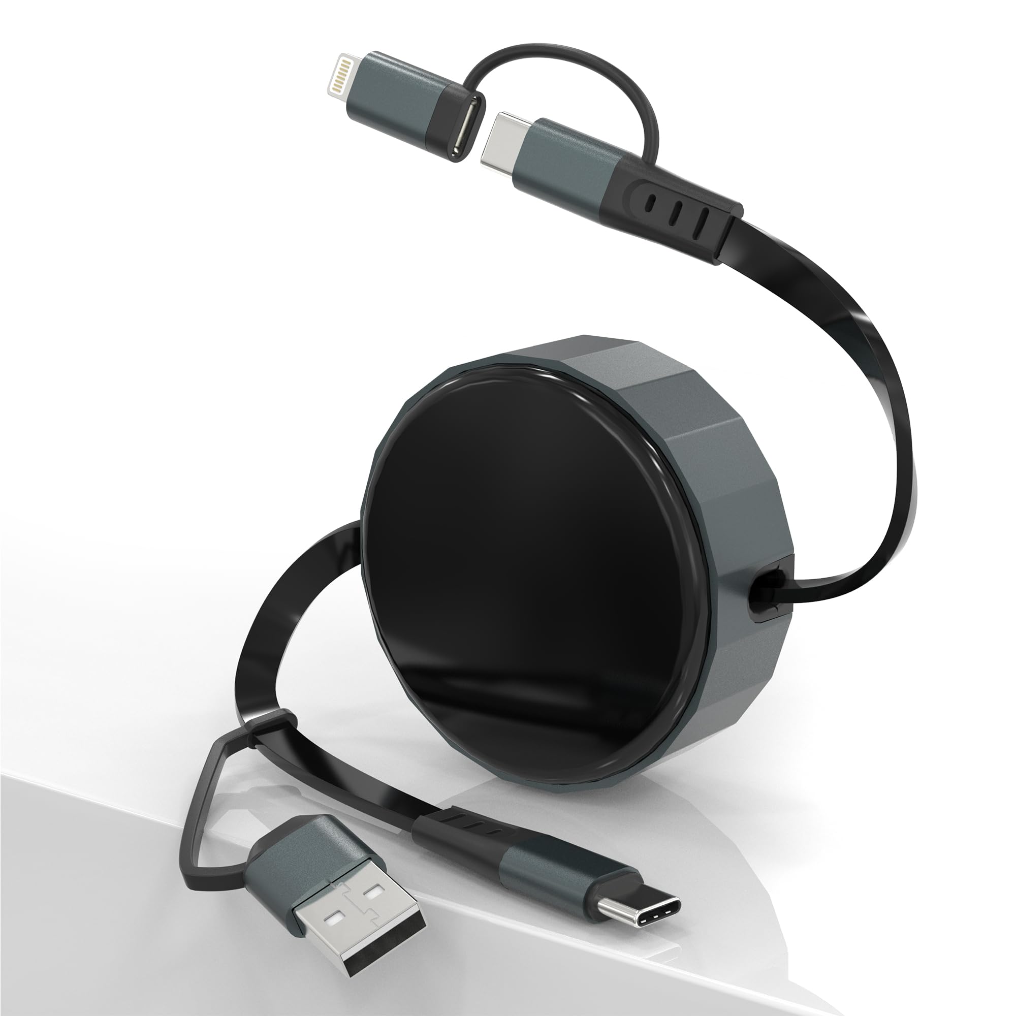 Retractable Usb C Lightning Cable For Iphone Ipad Samsung   60W Retractable Phone Charger[Mfi Certified], Apple Carplay & Androi