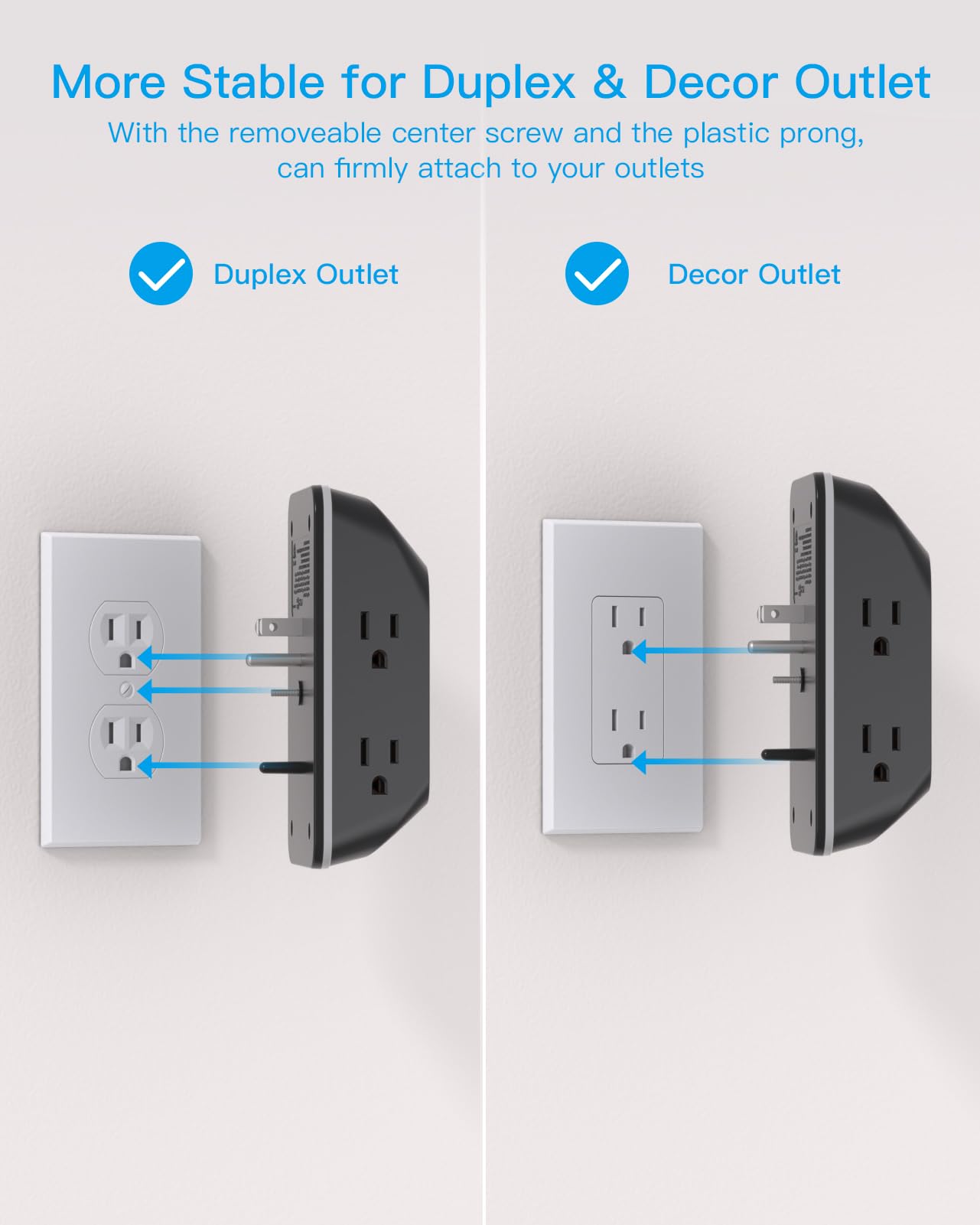 Black Multi Plug Outlet, Outlet Extender With 4 Usb Ports (2 Usb C) And Night Light, 1050J Surge Protector, Wall Mount, Outlet S