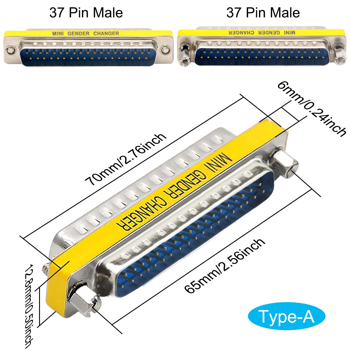 Dkardu 3 Pcs Db37 Male To Male/Female To Female, Rs232 Gender Changer, 37 Pin Data Transfer Port Adapter Connector