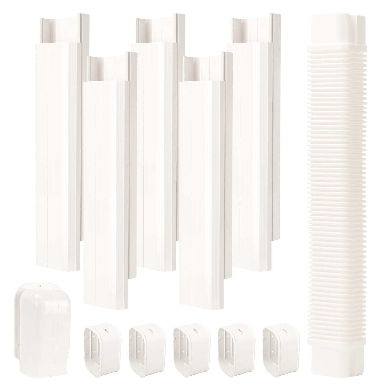 Guequitlex 4'' W 9 Ft Line Set Cover Kit For Mini Split Air Conditioner Decorative Pvc Line Cover Kit For Central Air Conditione