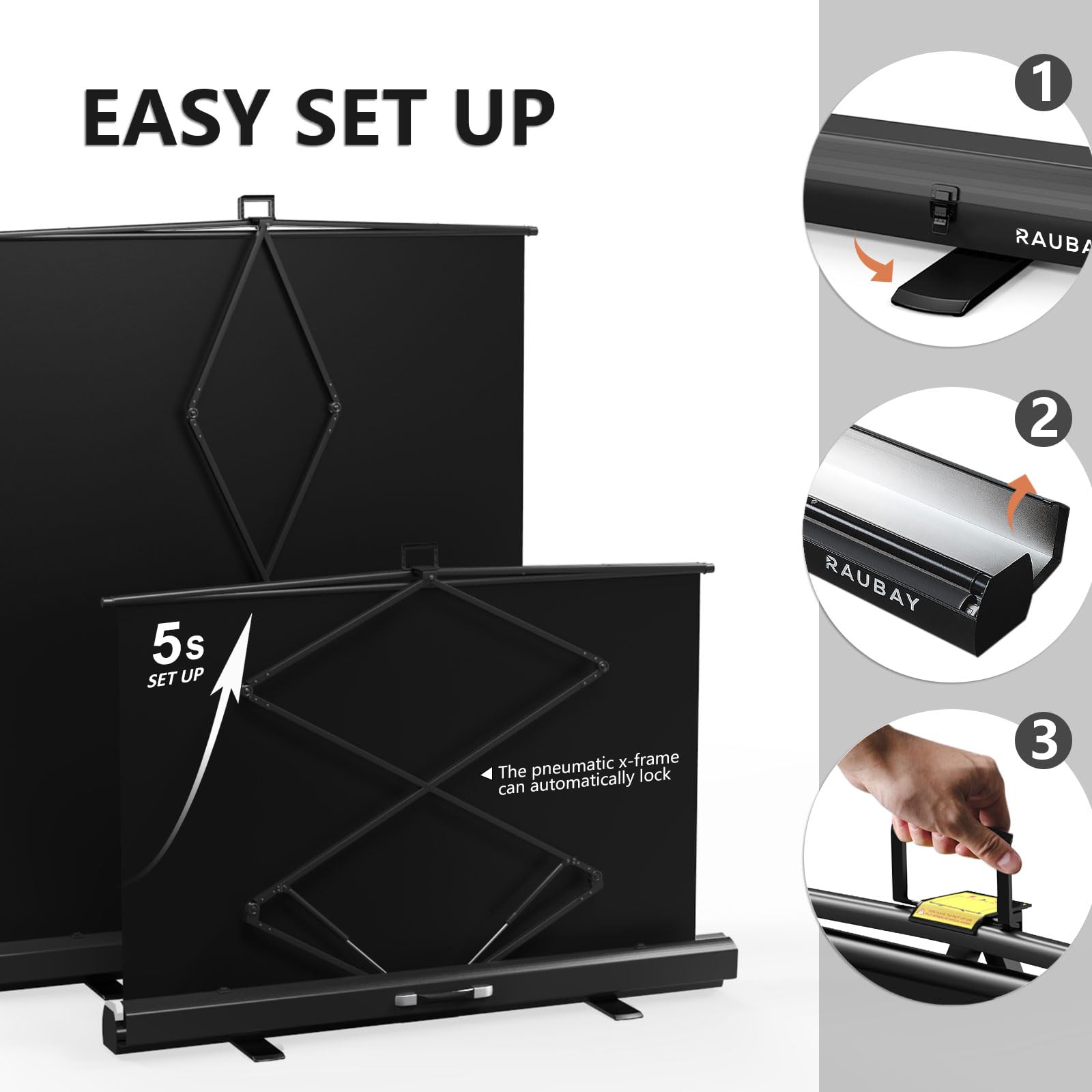 ?Easy Set Up? Raubay 59.8 X 78.7In Collapsible Black Backdrop Screen Portable Retractable Panel Photo Background With Stand For