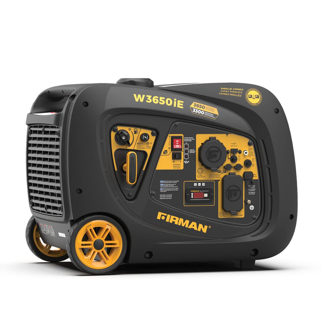 Firman W03382 Inverter 3650/3300W Electric Start Gasoline Powered Parallel Ready Portable Generator Black