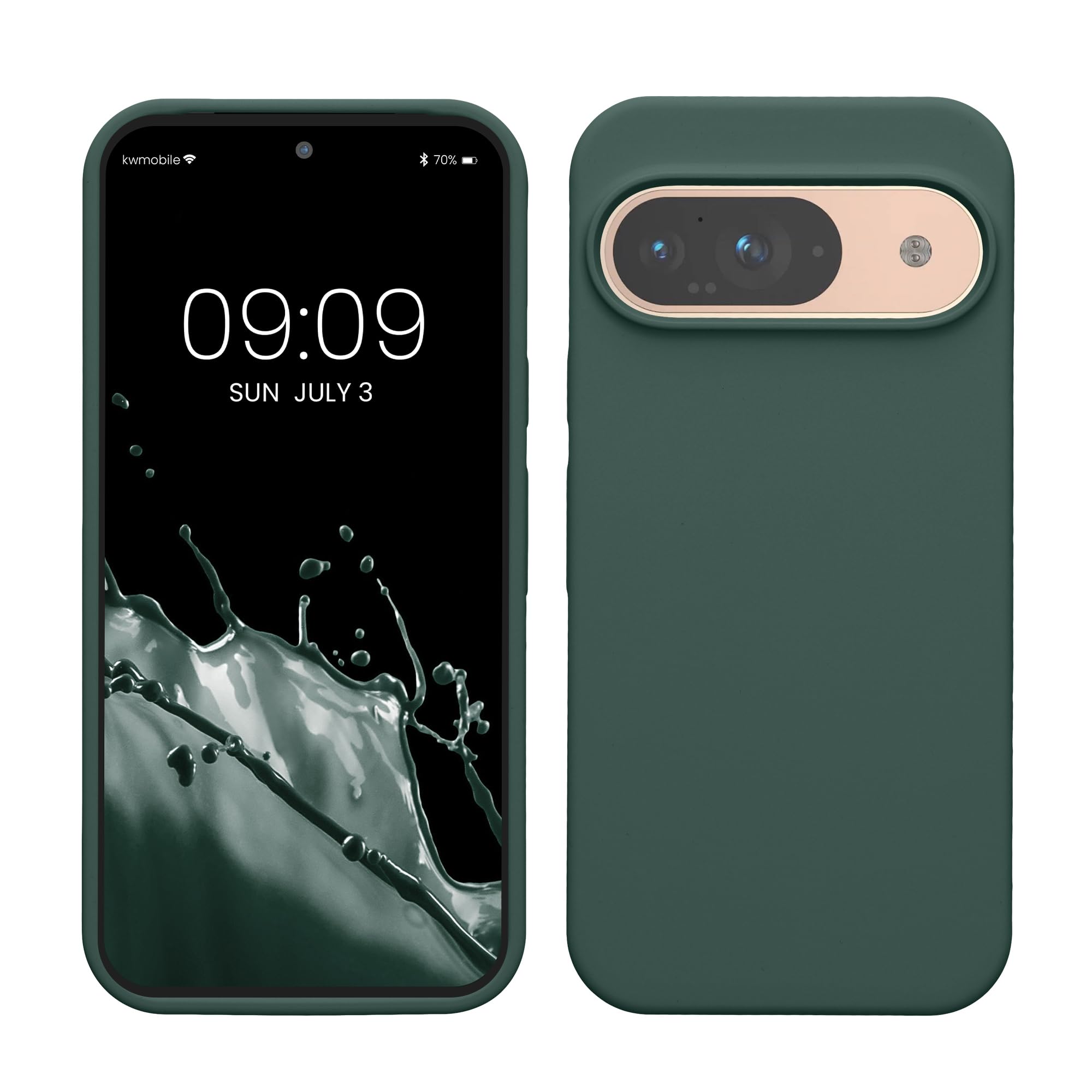 kwmobile Case Compatible with Google Pixel 9 / Pixel 9 Pro Case - TPU Silicone Phone Cover with Soft Finish - Moss Green