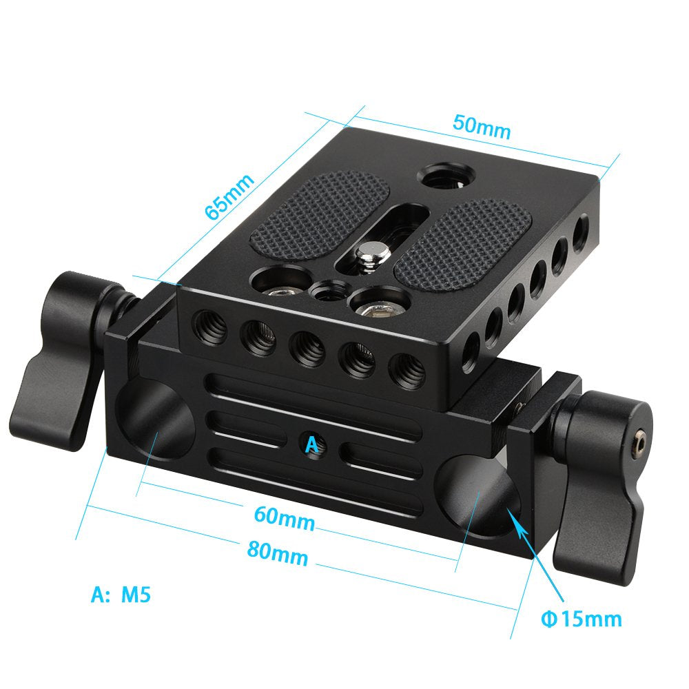Camvate Camera Baseplate With 15Mm Railblock For Dslr Rig 15Mm Rod Rail Support System   1236
