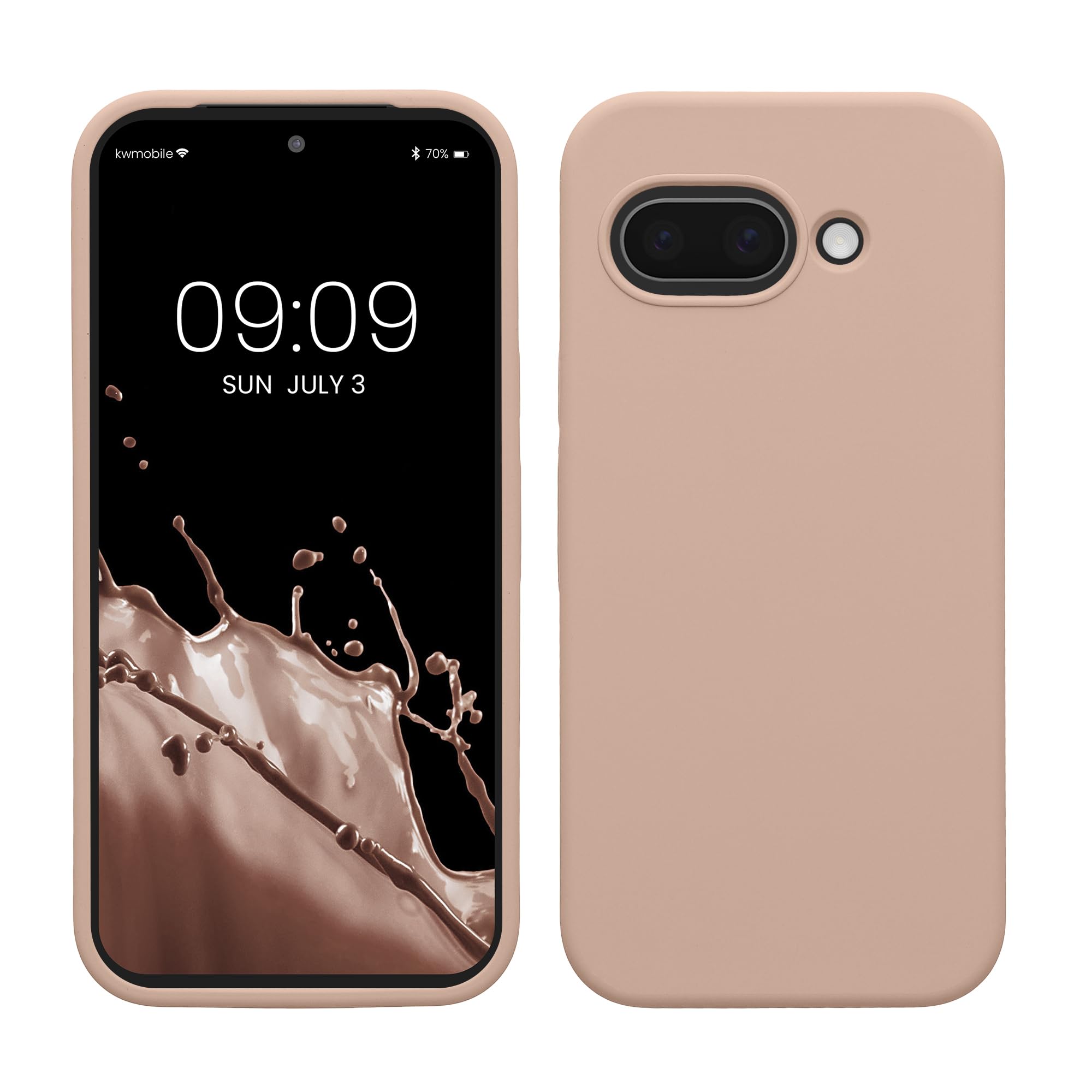 kwmobile Case Compatible with Google Pixel 9a Case - TPU Silicone Phone Cover with Soft Finish - Antique Pink Matte