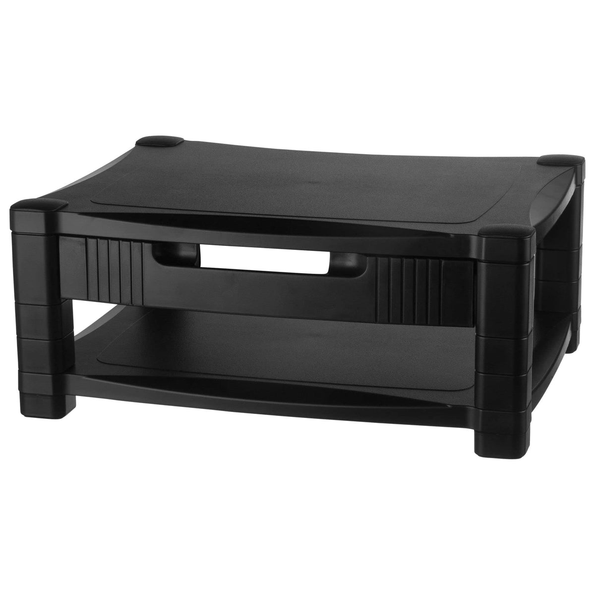 Kantek Two Tier Height Adjustable Computer Monitor Stand Organizer, Removable Organizing Drawer, Cable Management, 17'' X 13.25'