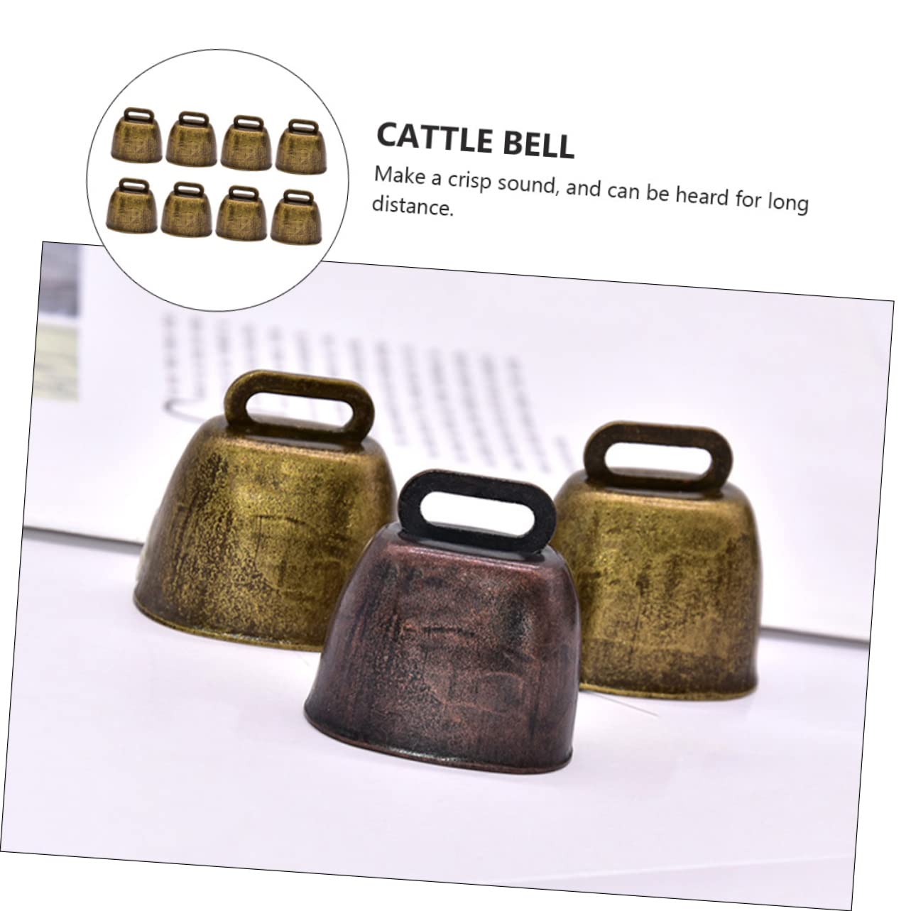 Milisten 8Pcs Metal Cow Bell Iron Bell Farm Bells Copper Cow Bells Metal Bells Farm Animal Loud Bells Horse Bell Copper Bells Me