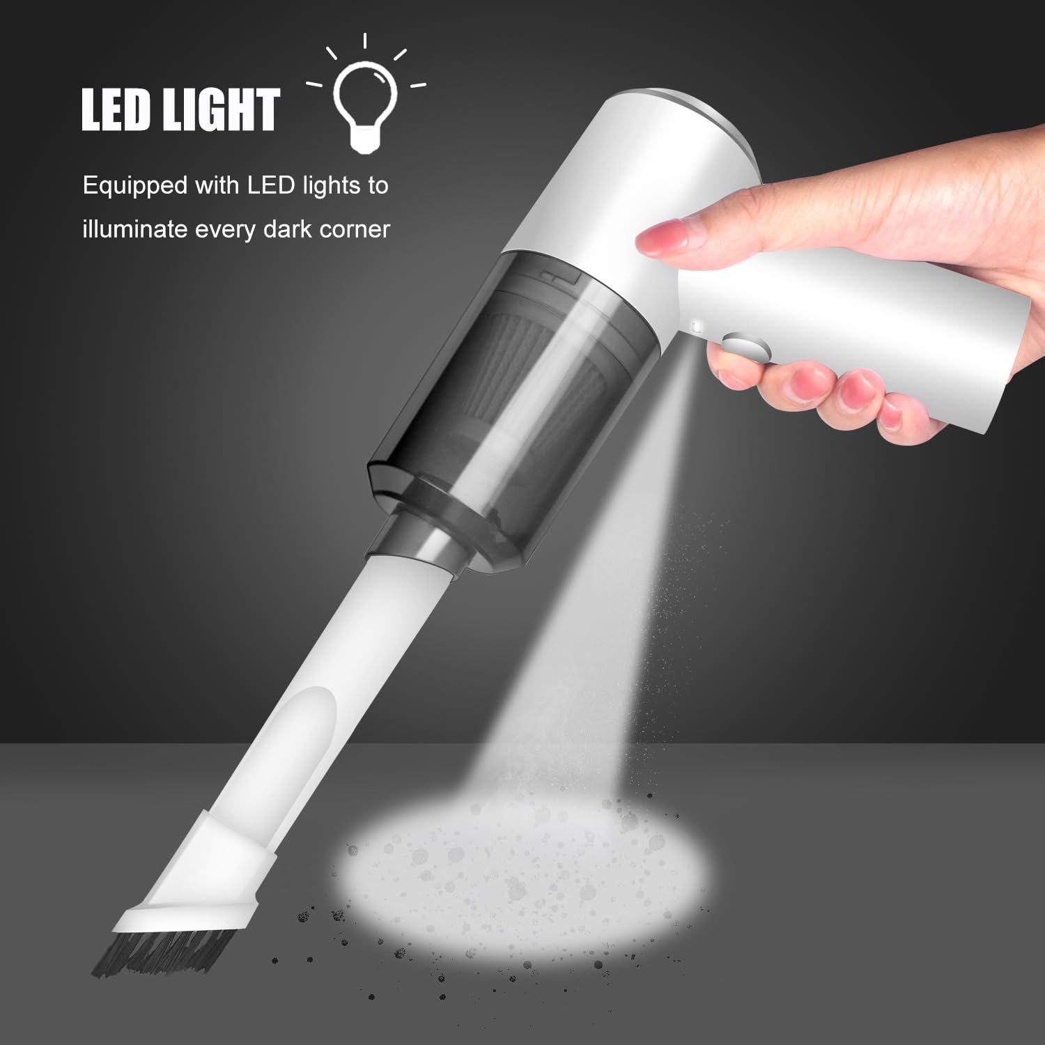 Yunyilan Cordless Handheld Vacuum Cleaner, High Power Rechargeable Mini Portable Vacuum For Home, Office And Car Cleaning (White