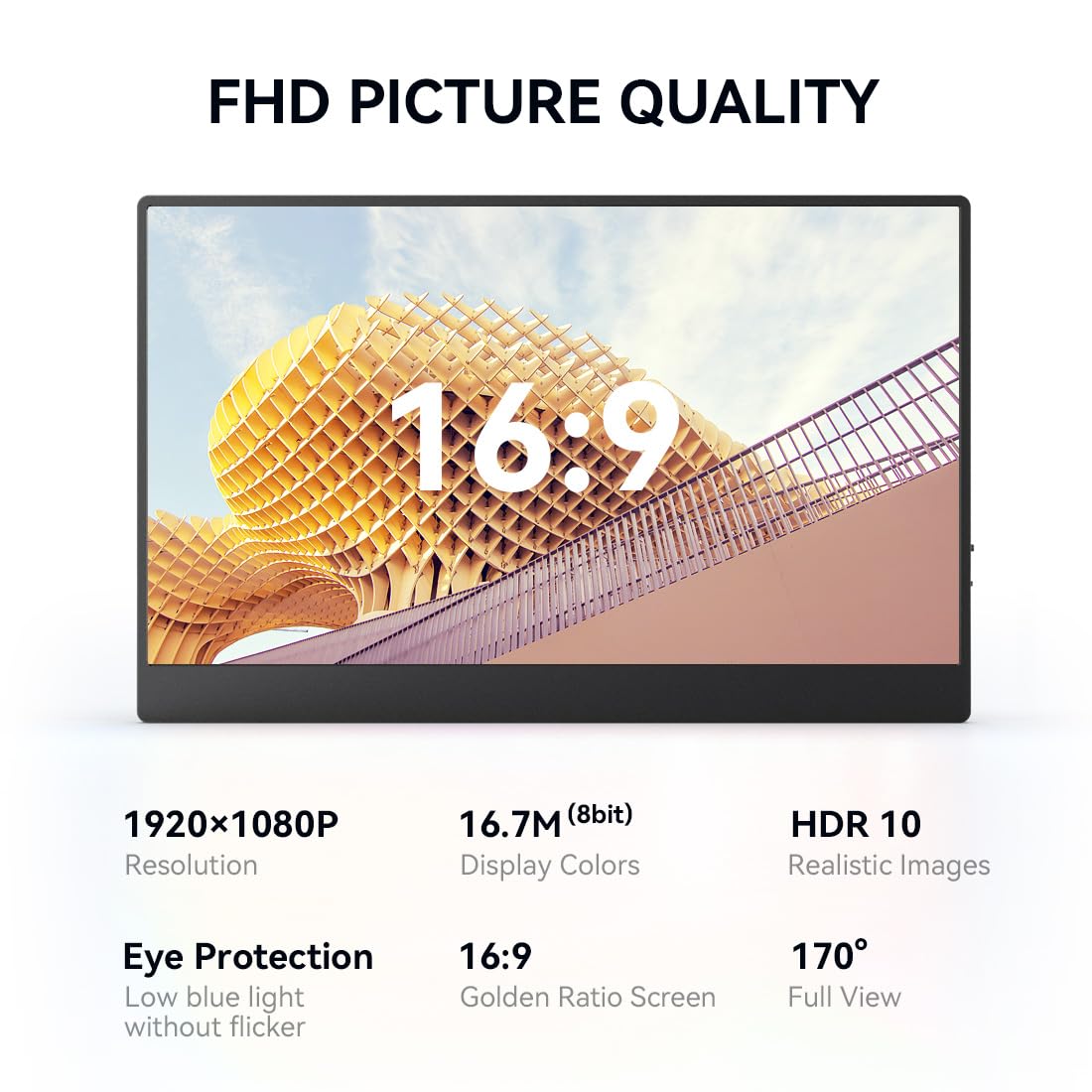 Ayy Portable Monitor For Laptop 15 Inch,Fhd 1080P Usb C Travel Monitor External Ips Hdmi For Computer, Second Display Screen Ext