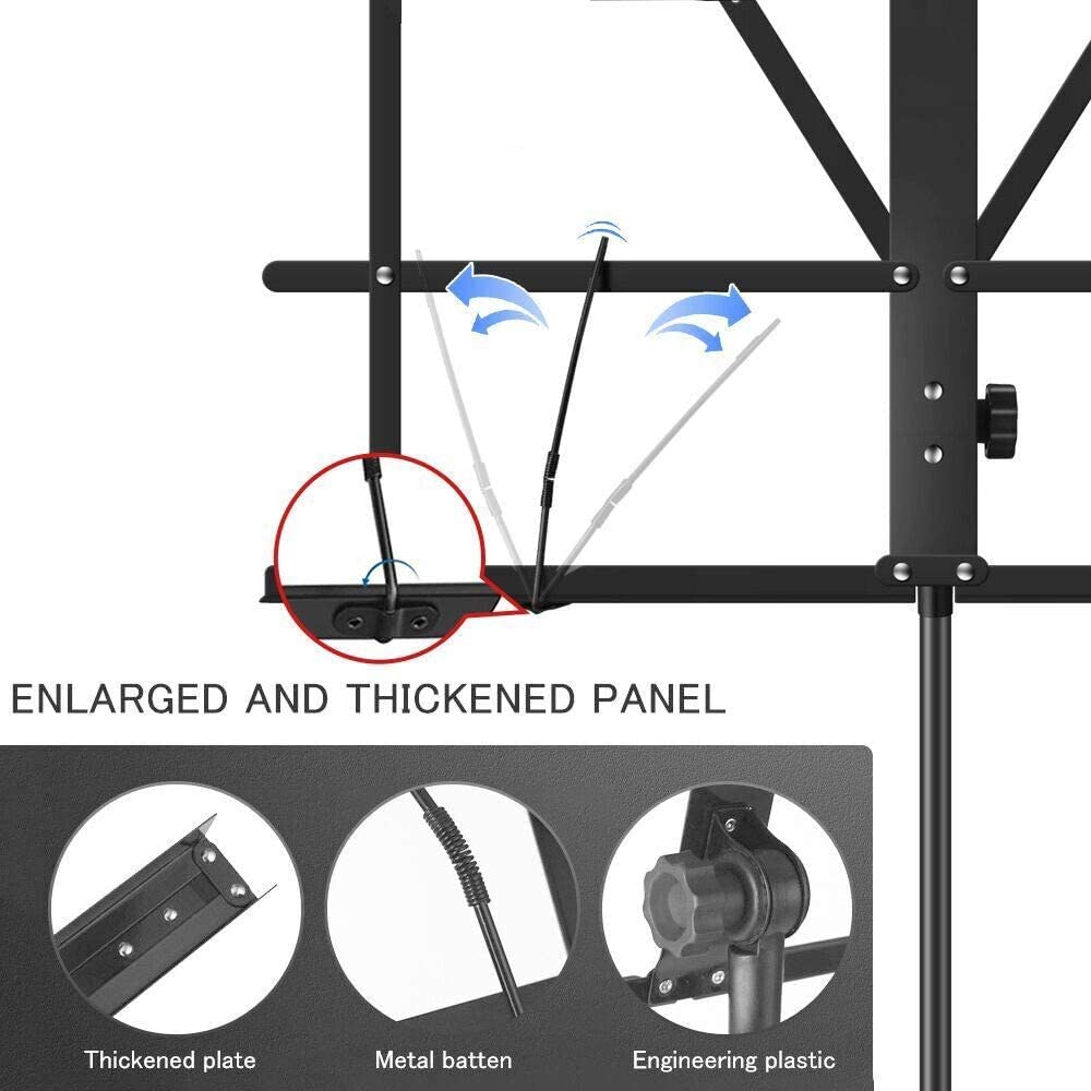 Ennbom 2 In  1 Music Stand Portable Folding Sheet Music Stand Adjustable Music Sheet Clip Professional Music Sheet Holder With C