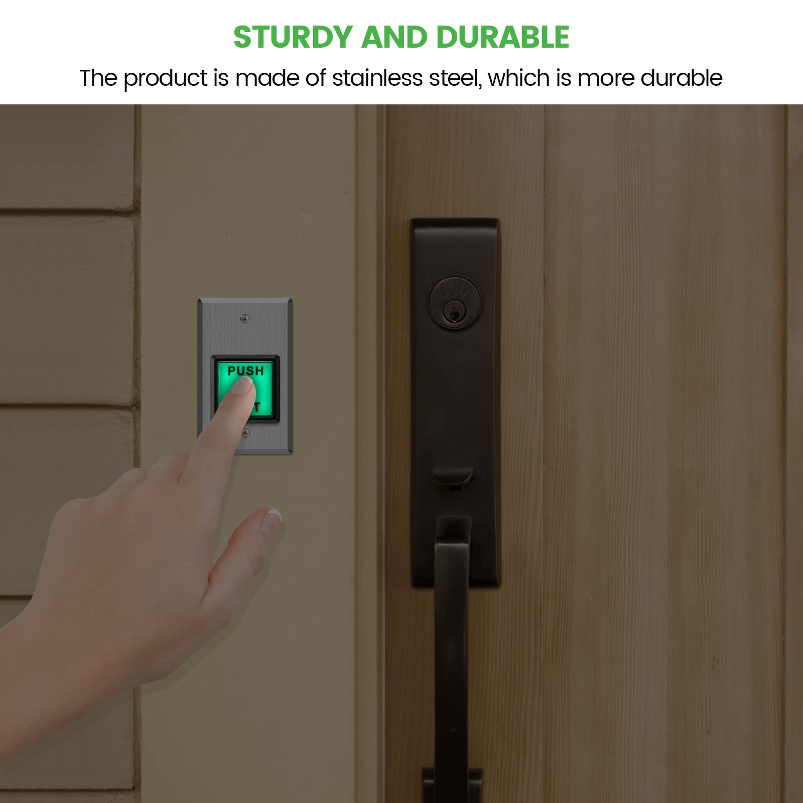 Push To Exit Button, Briidea Indoor Green Square Request To Exit Button With Green Led Square, Made Of Stainless Steel, Sturdy &