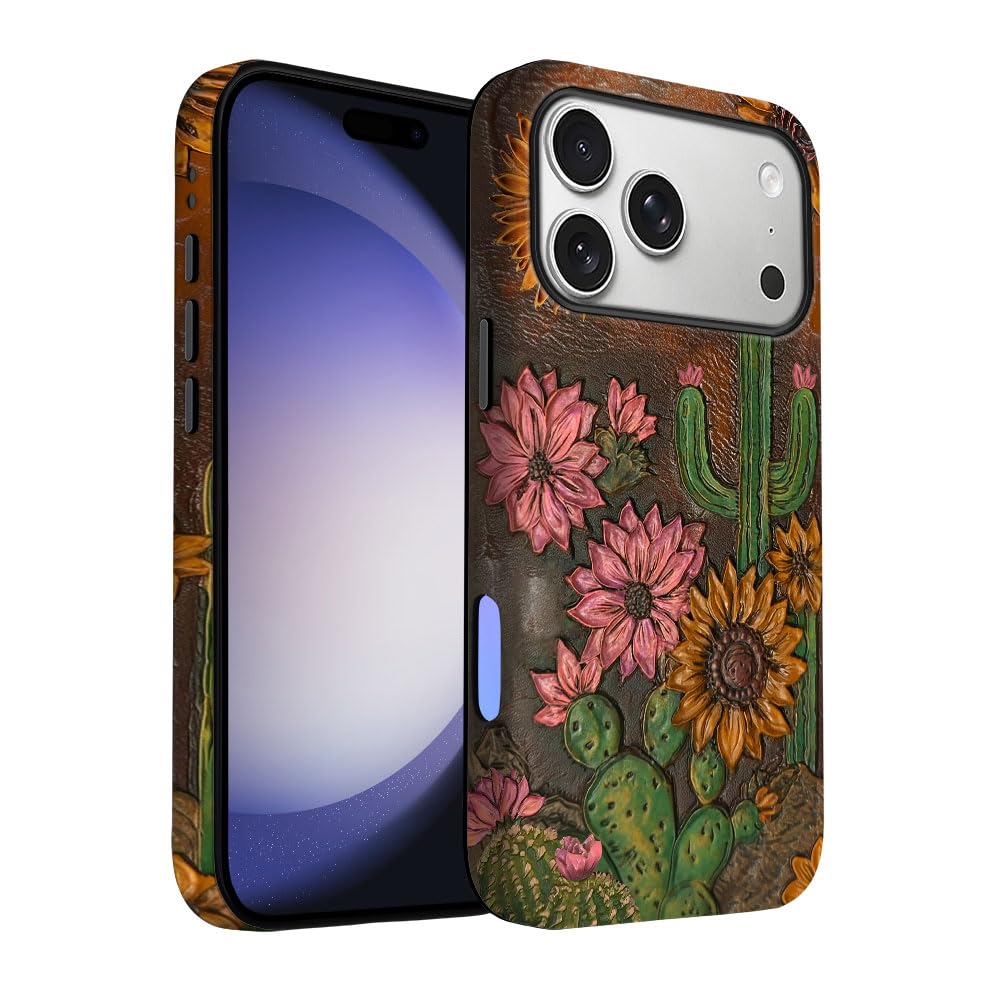 Yuzbira for iPhone 17 Pro Max Case | Cactus Sunflower | Slim Drop Protection Design