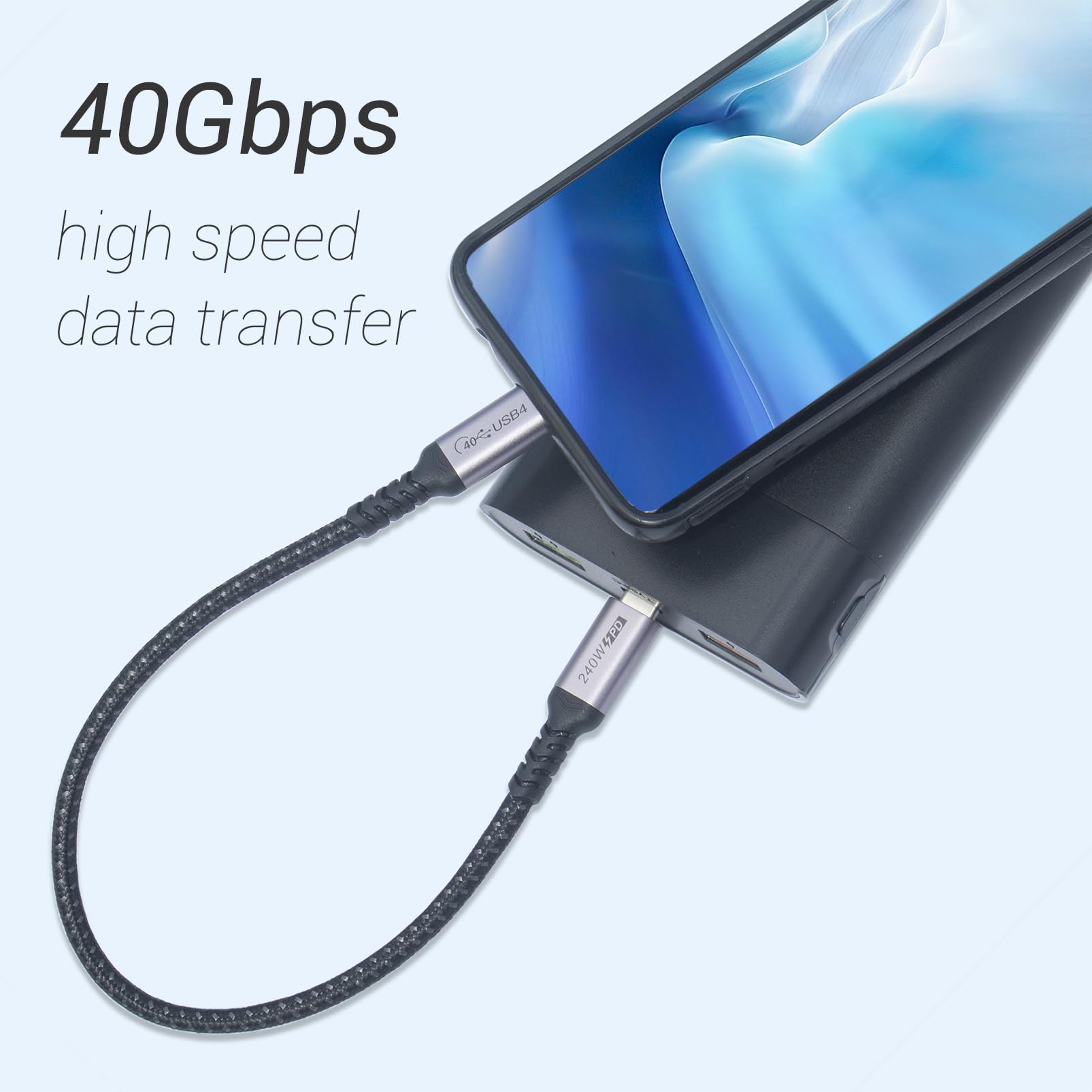 Sumpk 1Ft Usb 4 Cable 2 Packs, 240W Usb C To Usb C Cable, 40Gbps High Speed Data Transfer And Single 8K Or Dual 4K Display Video
