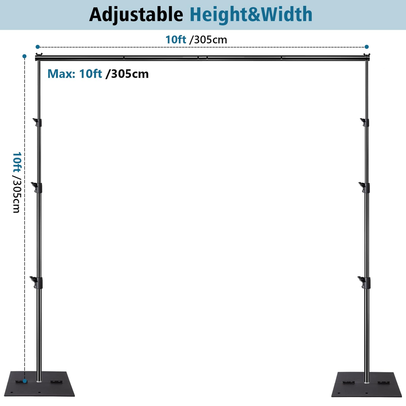 Slow Dolphin Pipe And Drape Photography Backdrop Stand Kit Adjustable Photo Background Stand 10Ft X 10Ft With Metal Base For Par