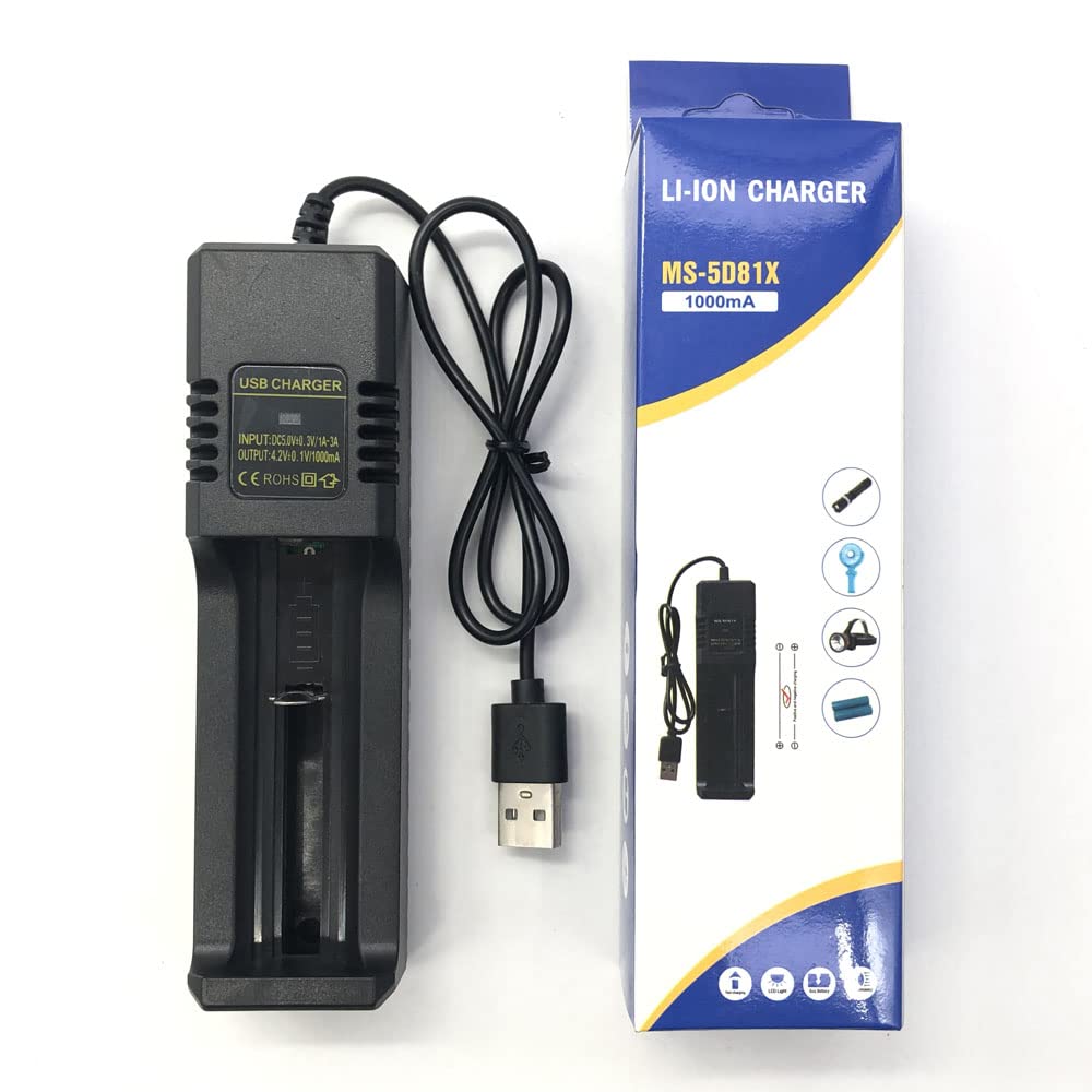 Jiechun Universal Single Charge Lithium Battery Charger With Usb Cable For 26650/18650/16340/14500/21700 And Other Lithium Batte
