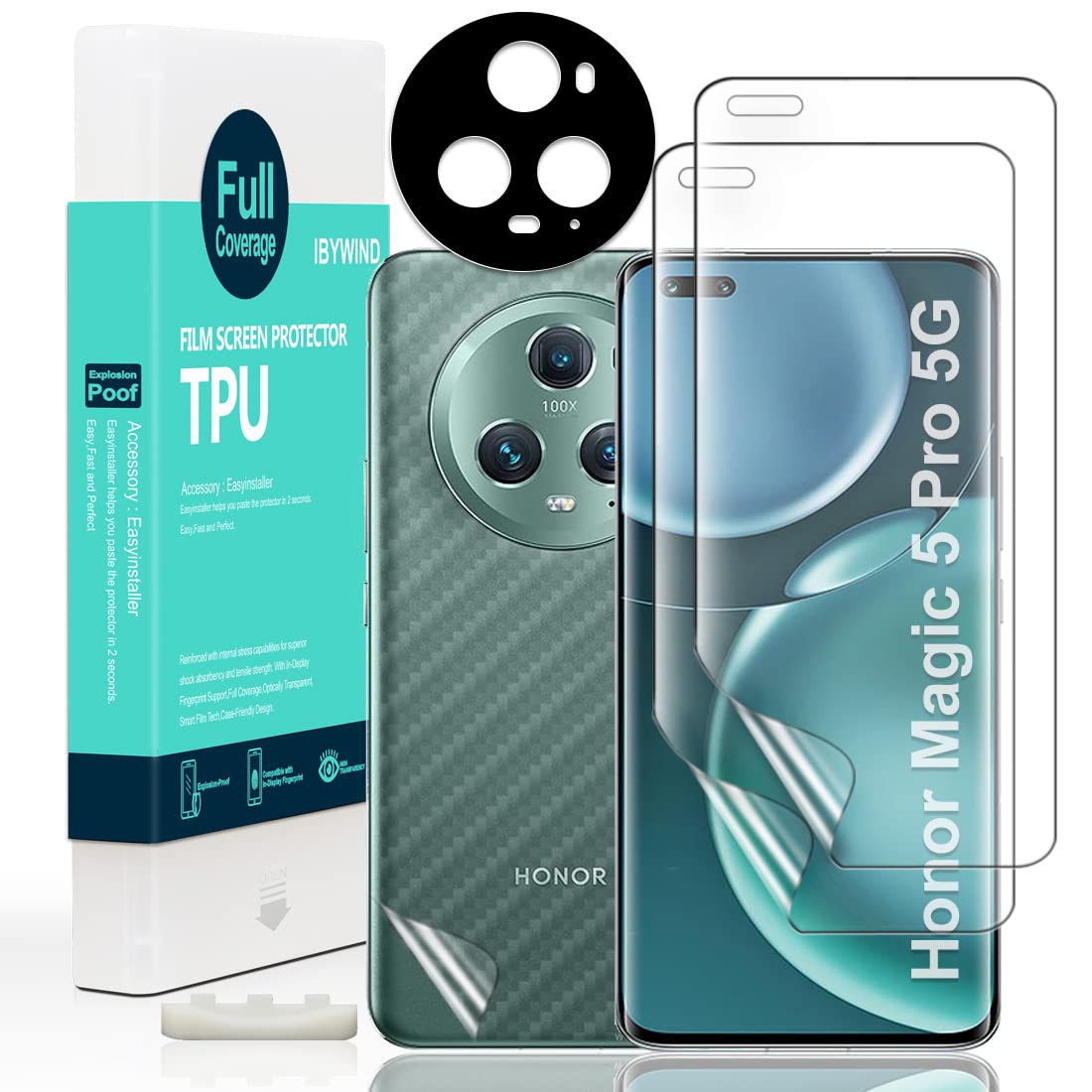 Ibywind Screen Protector For Honor Magic 5 Pro 5G(6.81'') 2 Pack+1 Pack Camera Len Protector+1 Back Film,Flexible Tpu Film,Hd Cl